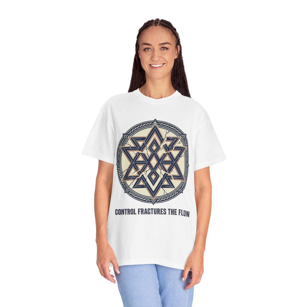 Power Runs Black PRB Geometric Star Mandala T-Shirt — "Control Fractures the Flow" Graphic Tee by Power Runs Black