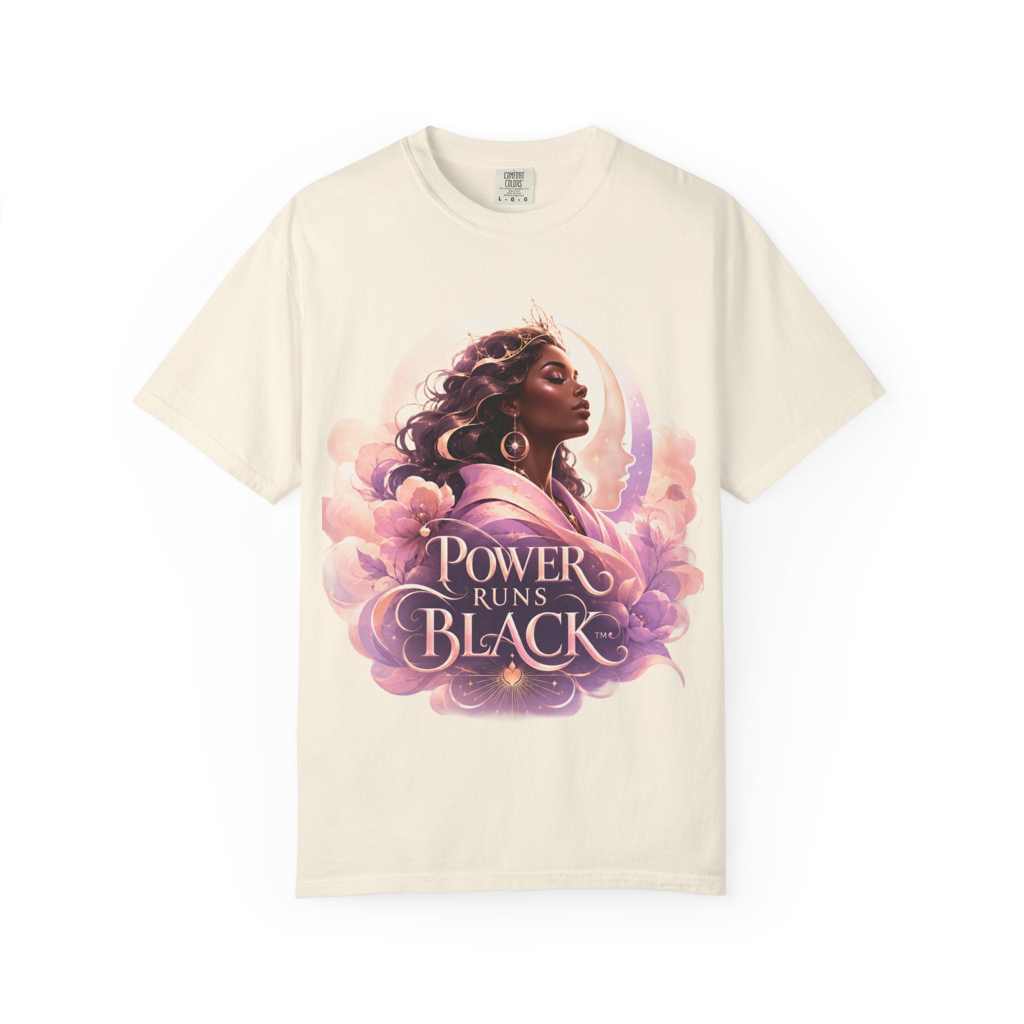 Power Runs Black graphic tee | Black woman portrait, Afro empowerment shirt by Power Runs Black