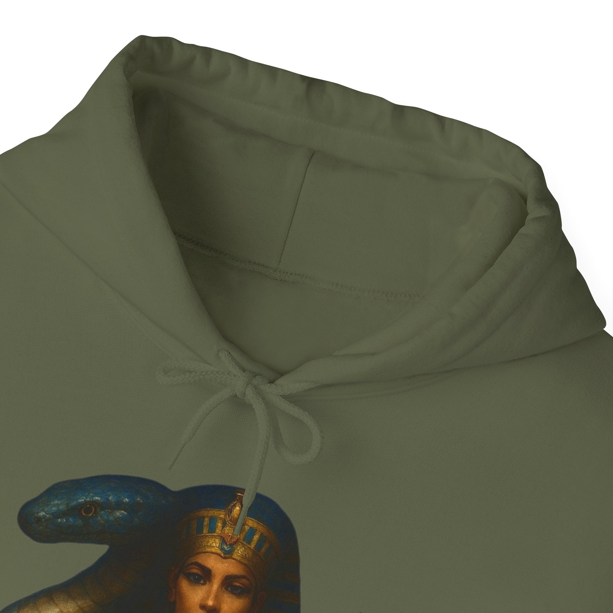 PRB Egyptian Goddess Portrait Hoodie | Serpent Headdress, Ancient Queen Art by Power Runs Black