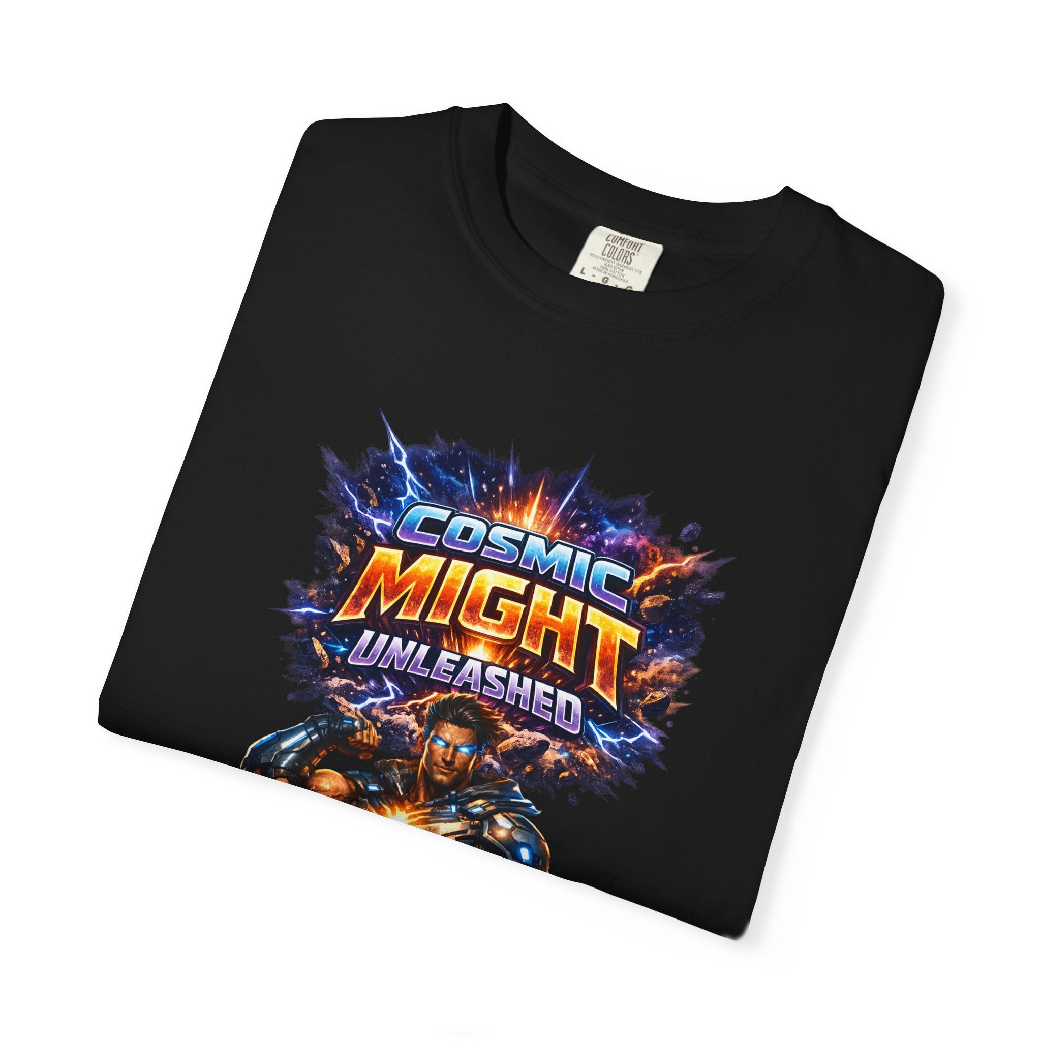 PRB Cosmic Might Unleashed T-shirt | Space Warrior Graphic Tee by Power Runs Black
