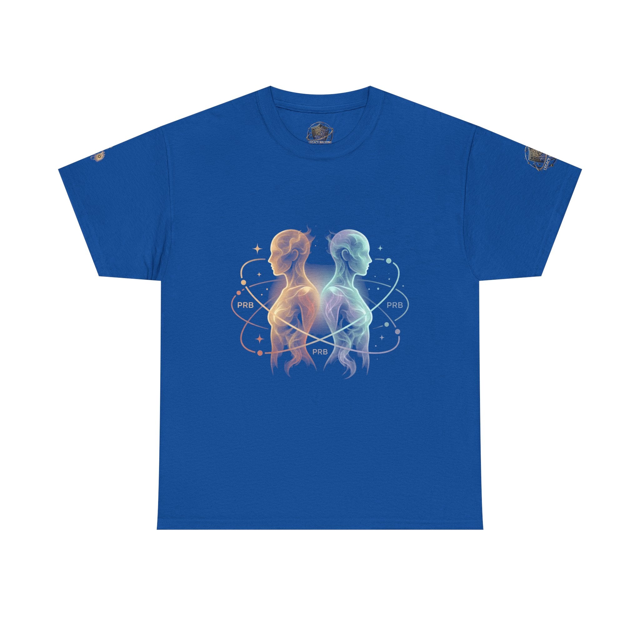 Power Runs Black Gemini Spirit Tee — Twin Sun & Moon Celestial Graphic T-Shirt by Printify