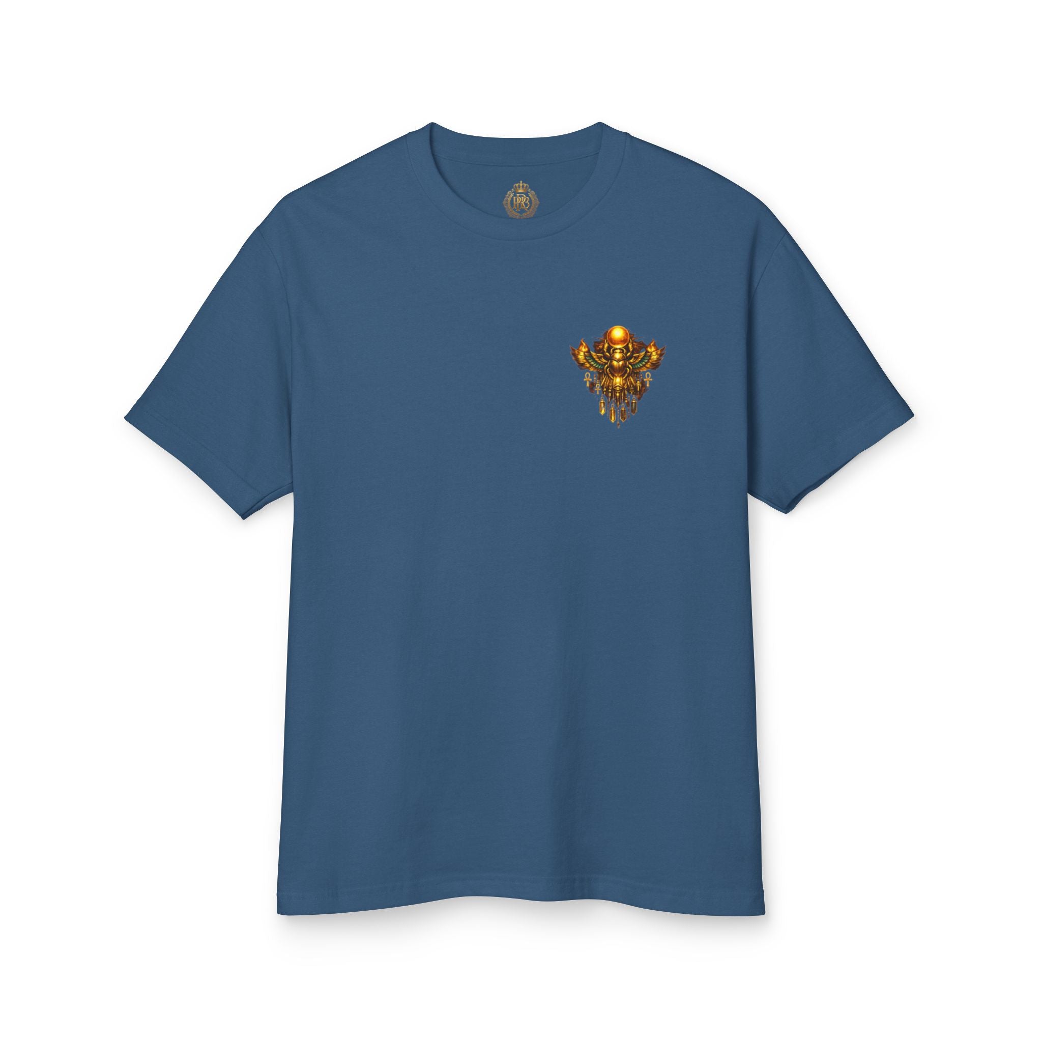 PRB Graphic Tee — Golden Gothic Shield Chest & Back Design by Power Runs Black