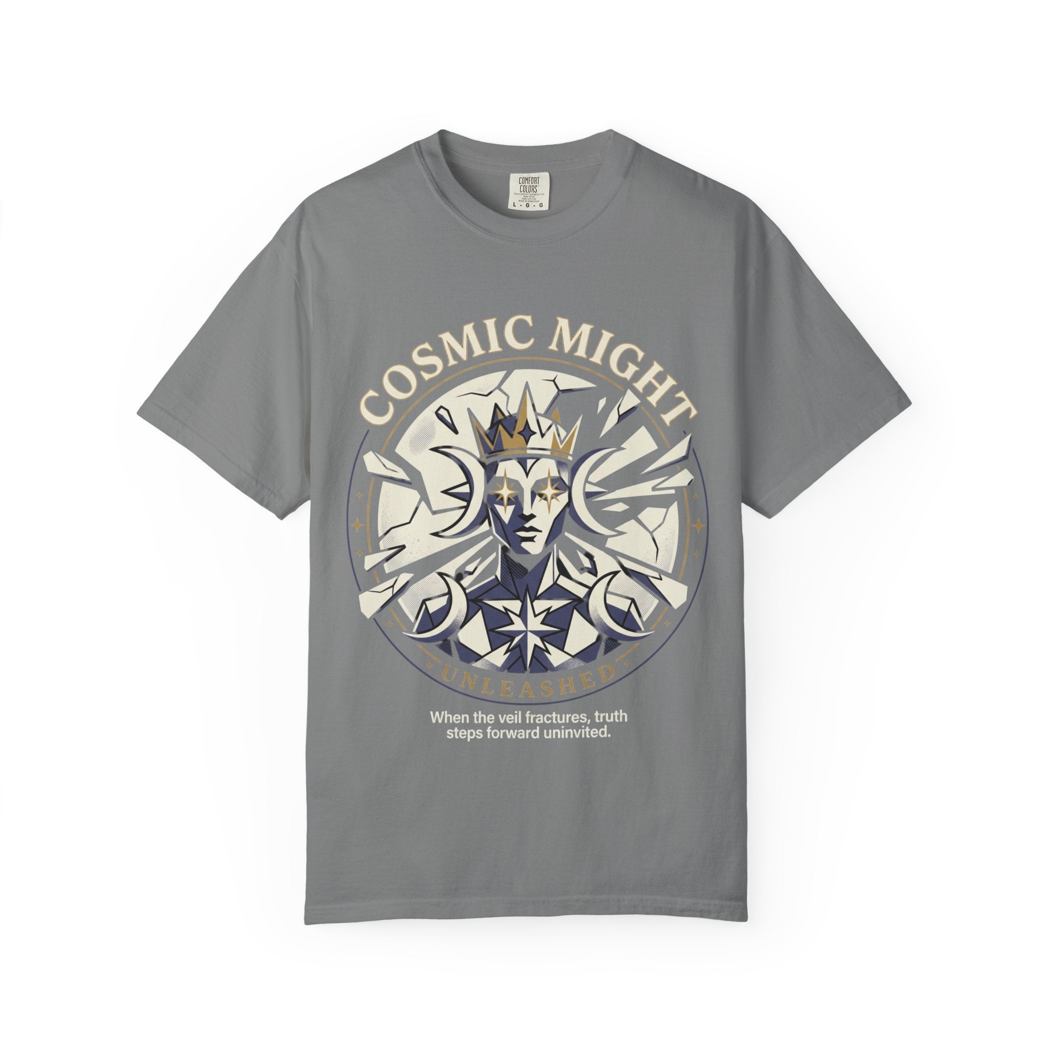 PRB Starforged Flex Cosmic Might Unleashed Graphic T-Shirt — 'Cosmic Might Unleashed' Vintage Astro King Tee by Power Runs Black