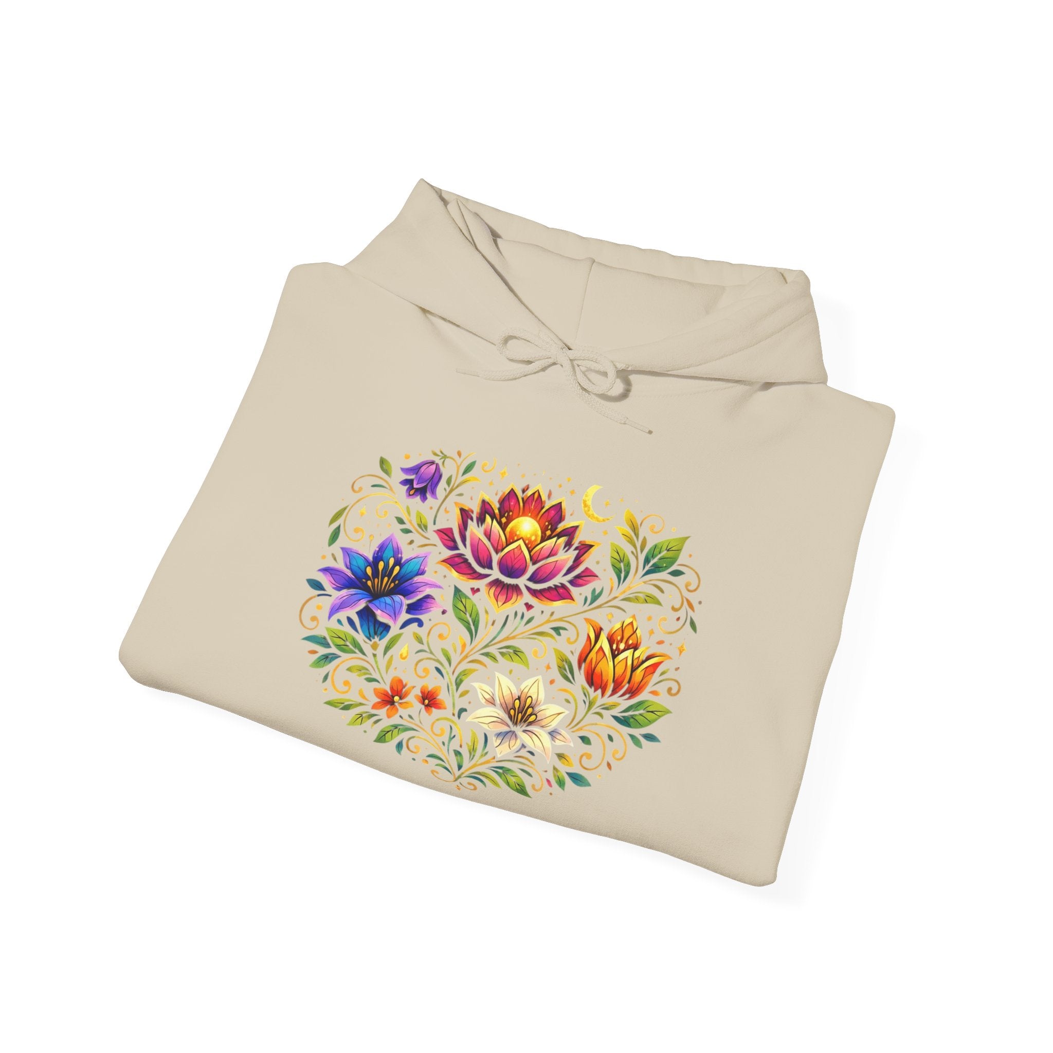 Pretty Rich Bitch by PRB Colorful Floral Lotus Bouquet Hoodie | Watercolor Flower Mandala Sweatshirt by Power Runs Black