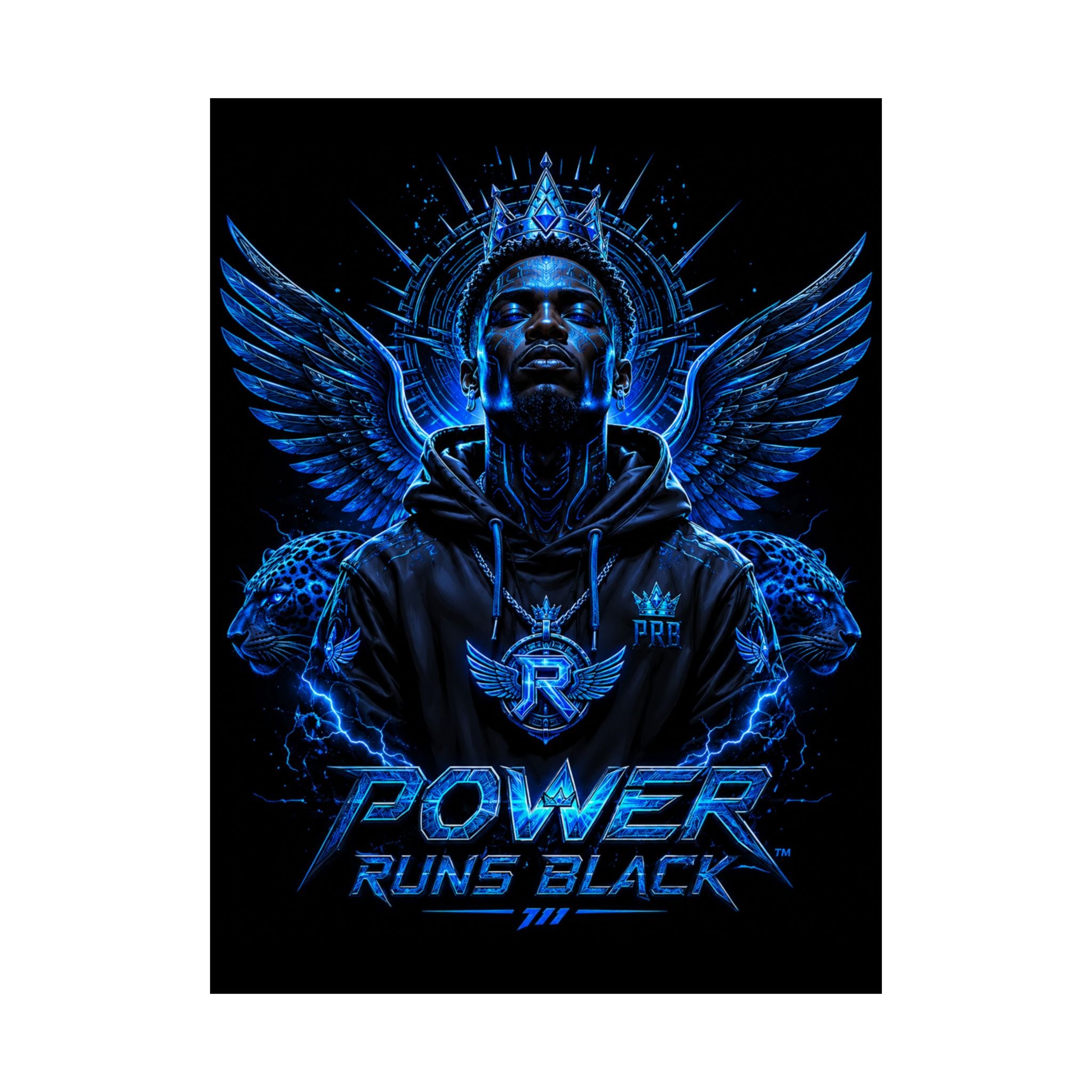 Power Runs Black Matte Poster — Urban Angel Portrait Wall Art by Power Runs Black