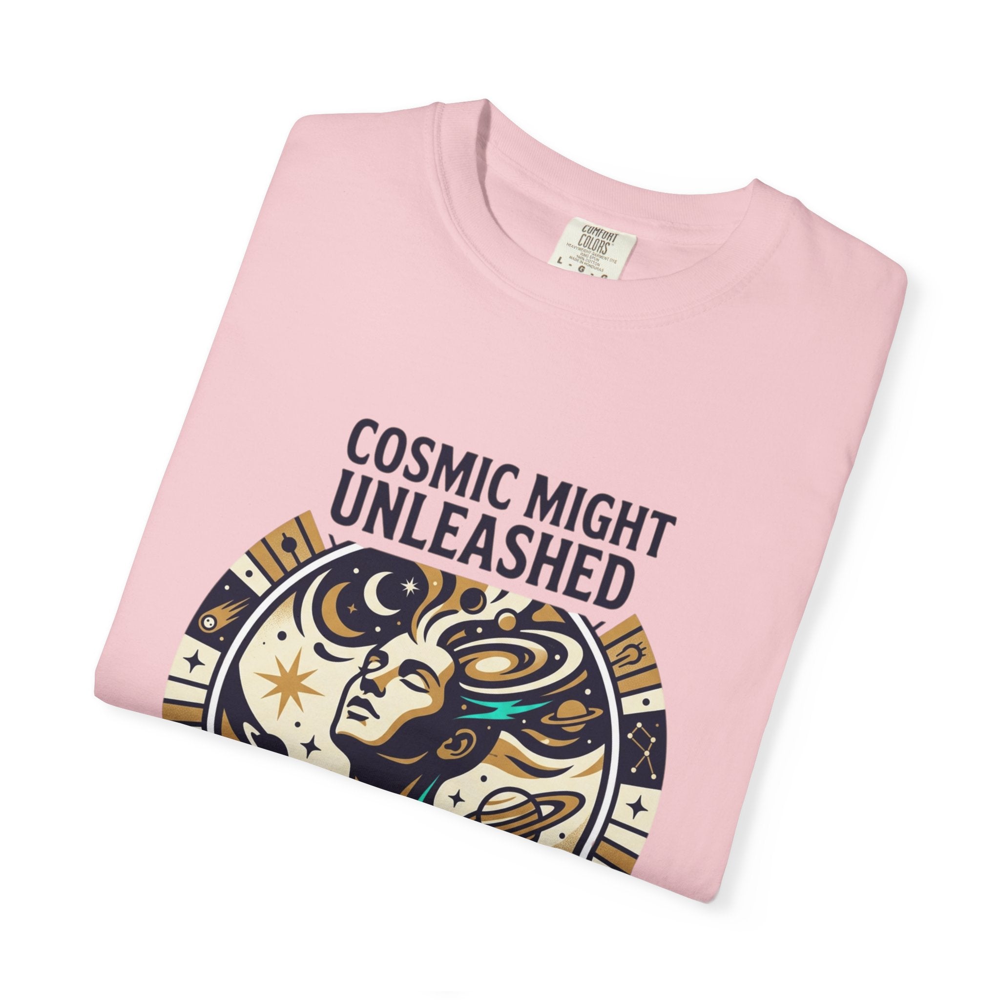 PRB Starforged Flex Cosmic Might Unleashed Graphic T-Shirt — Celestial Stag Astrology Tee by Power Runs Black