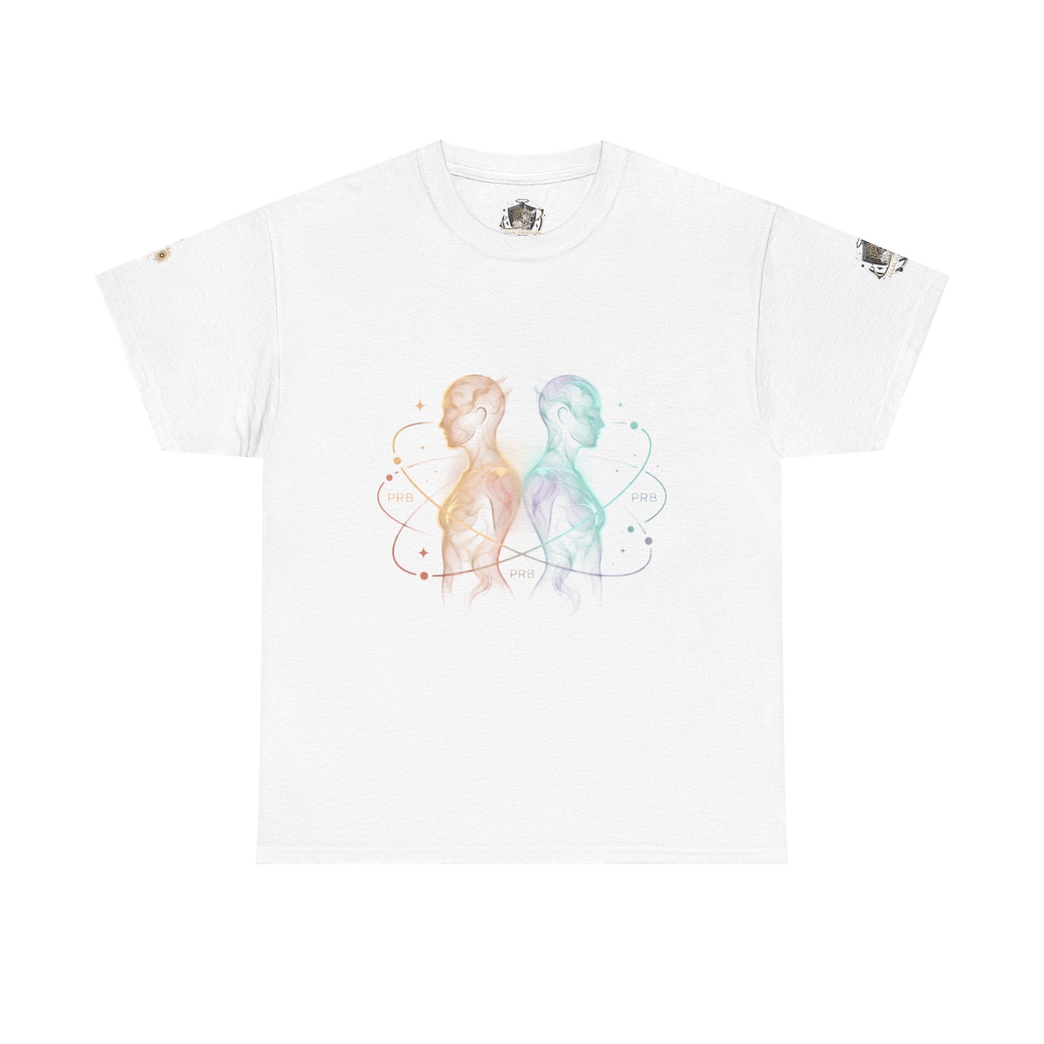 Power Runs Black Gemini Spirit Tee — Twin Sun & Moon Celestial Graphic T-Shirt by Printify