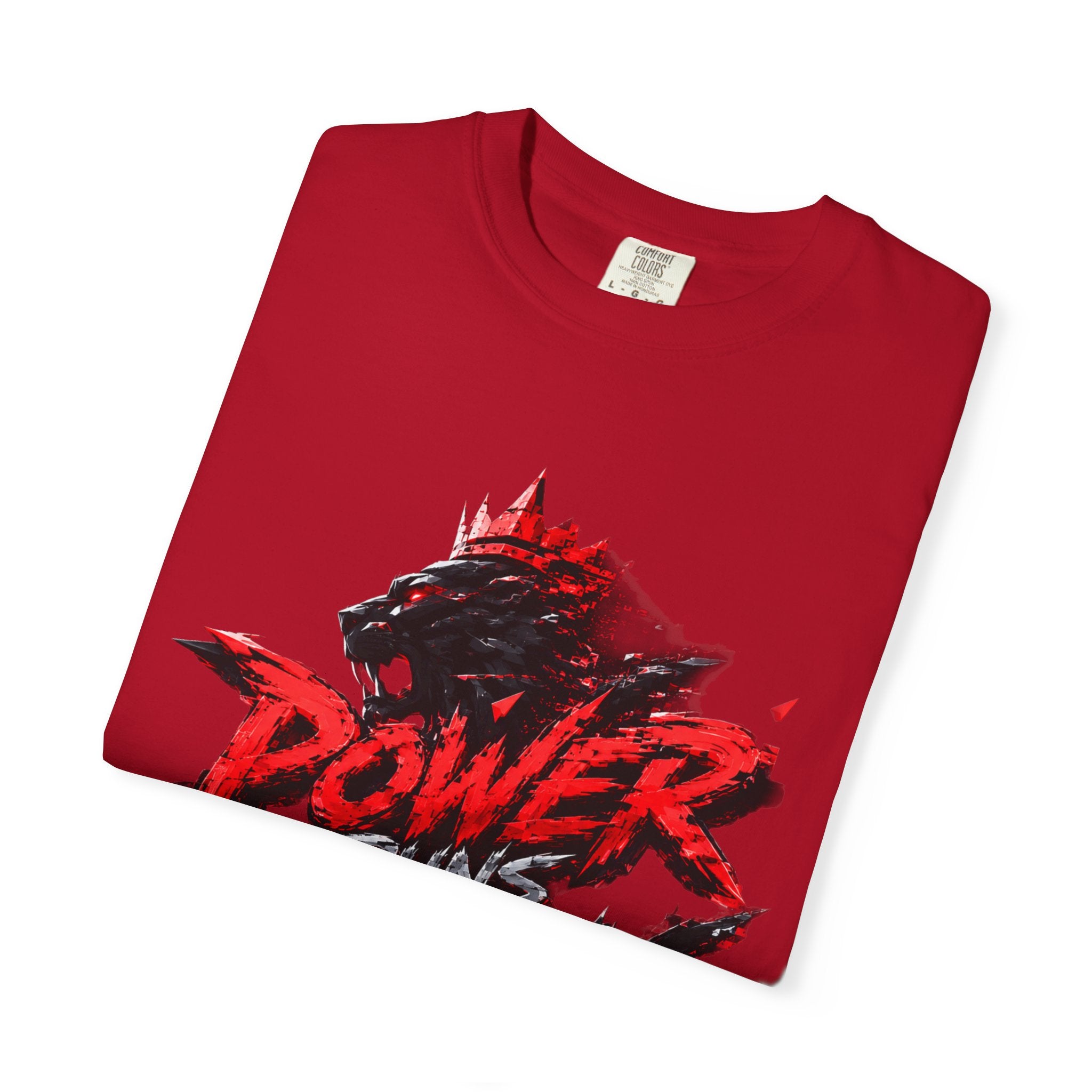 Power Runs Black T-shirt | Wolf Silhouette, Red Black Graphic Tee by Power Runs Black