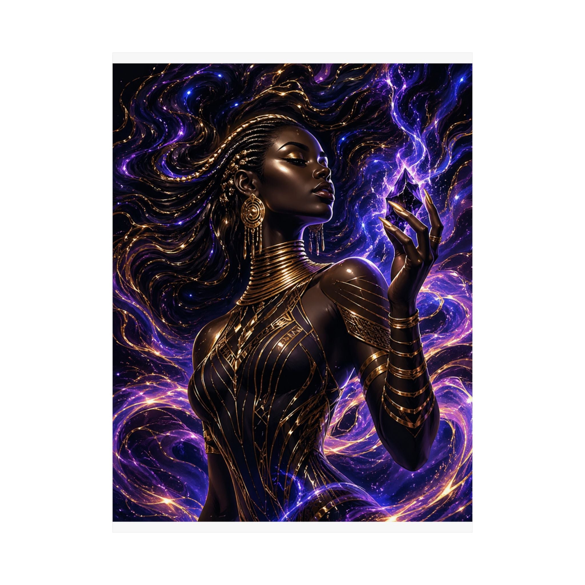 Power Runs Black Cosmic Goddess Matte Poster by Power Runs Black