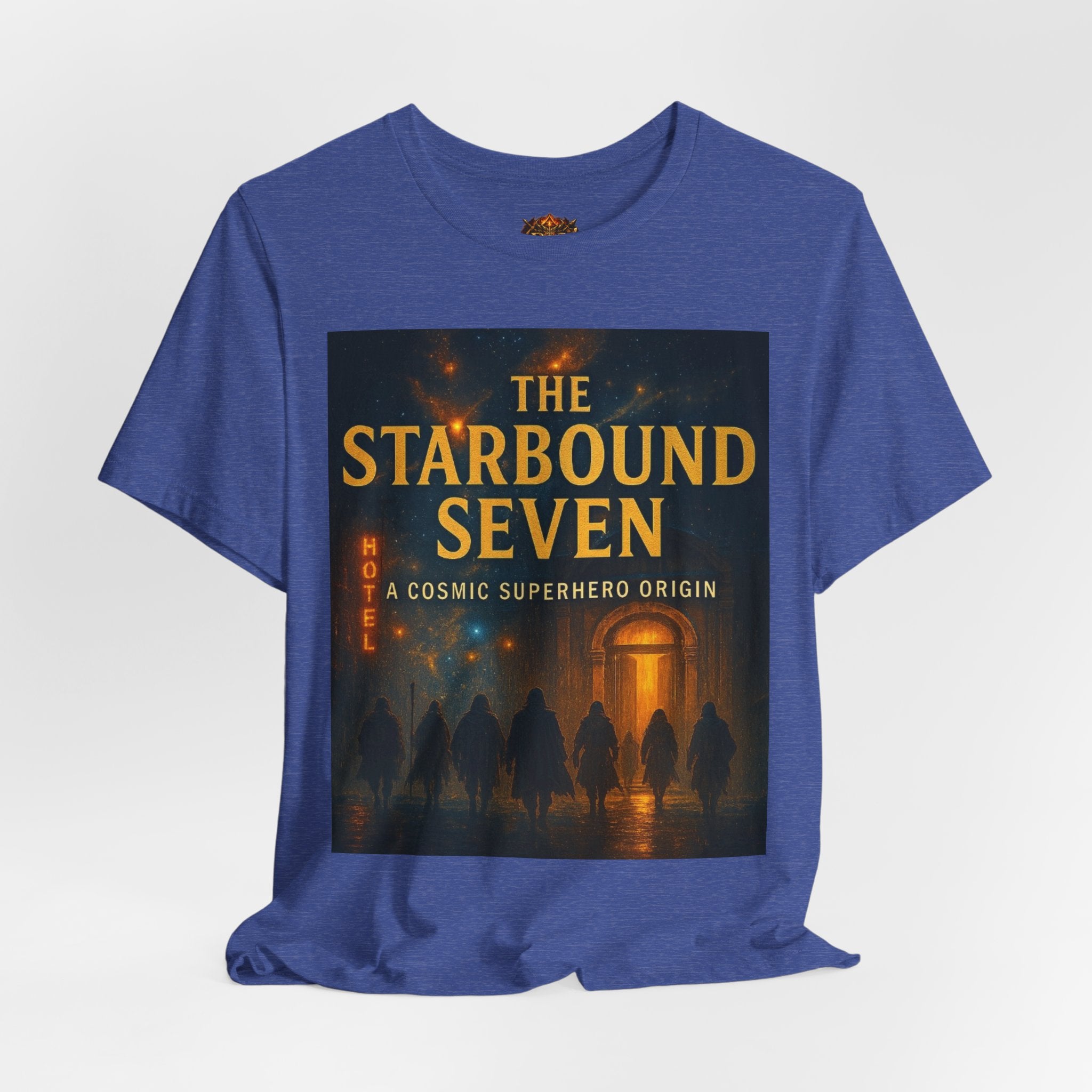 Power Runs Black PRB The Starbound Seven Tee – Retro Cosmic Superhero Poster Shirt by Power Runs Black
