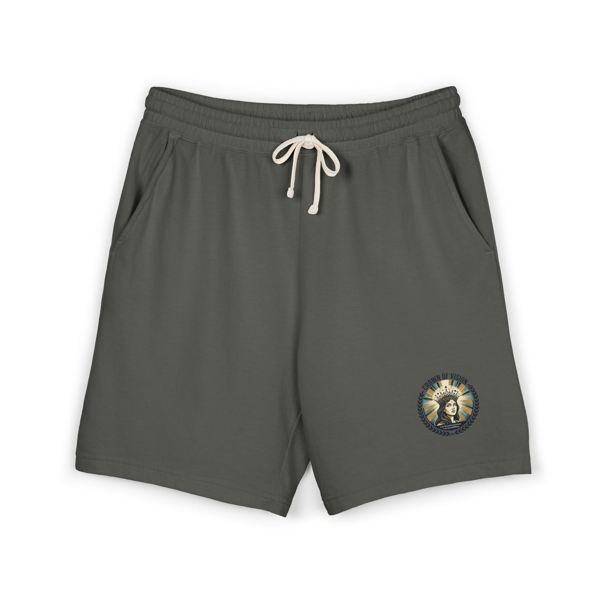 Power Runs Black Astra Star Graphic Sweat Shorts — Lightweight Fleece Lounge Shorts by Power Runs Black