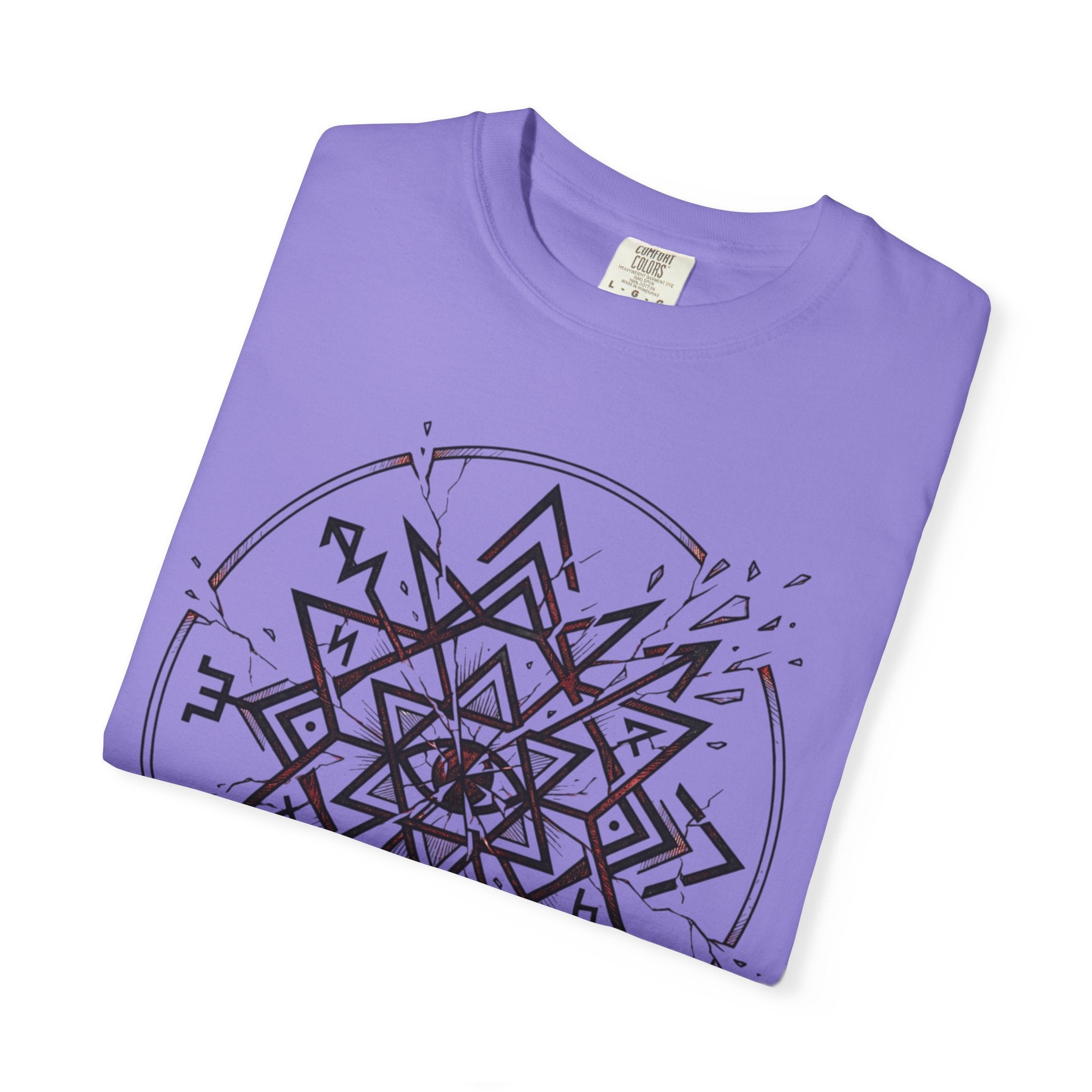 Power Runs Black PRB Eryx Tal Geometric Mandala T-Shirt — Symmetric Star Graphic Tee by Printify