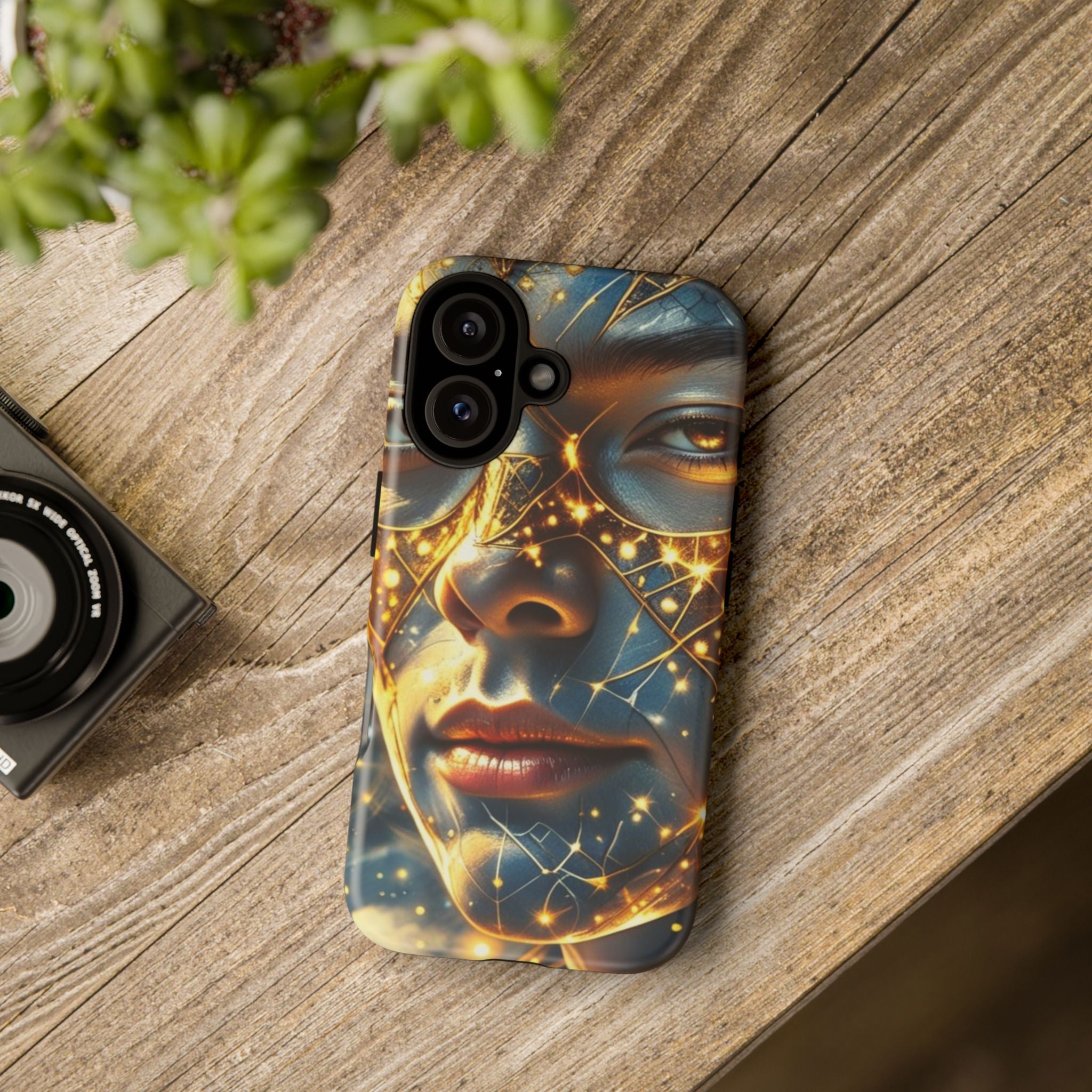 PRB Galactic Portrait Tough Case | Cosmic Face Phone Case, Starry Nebula Design by Power Runs Black