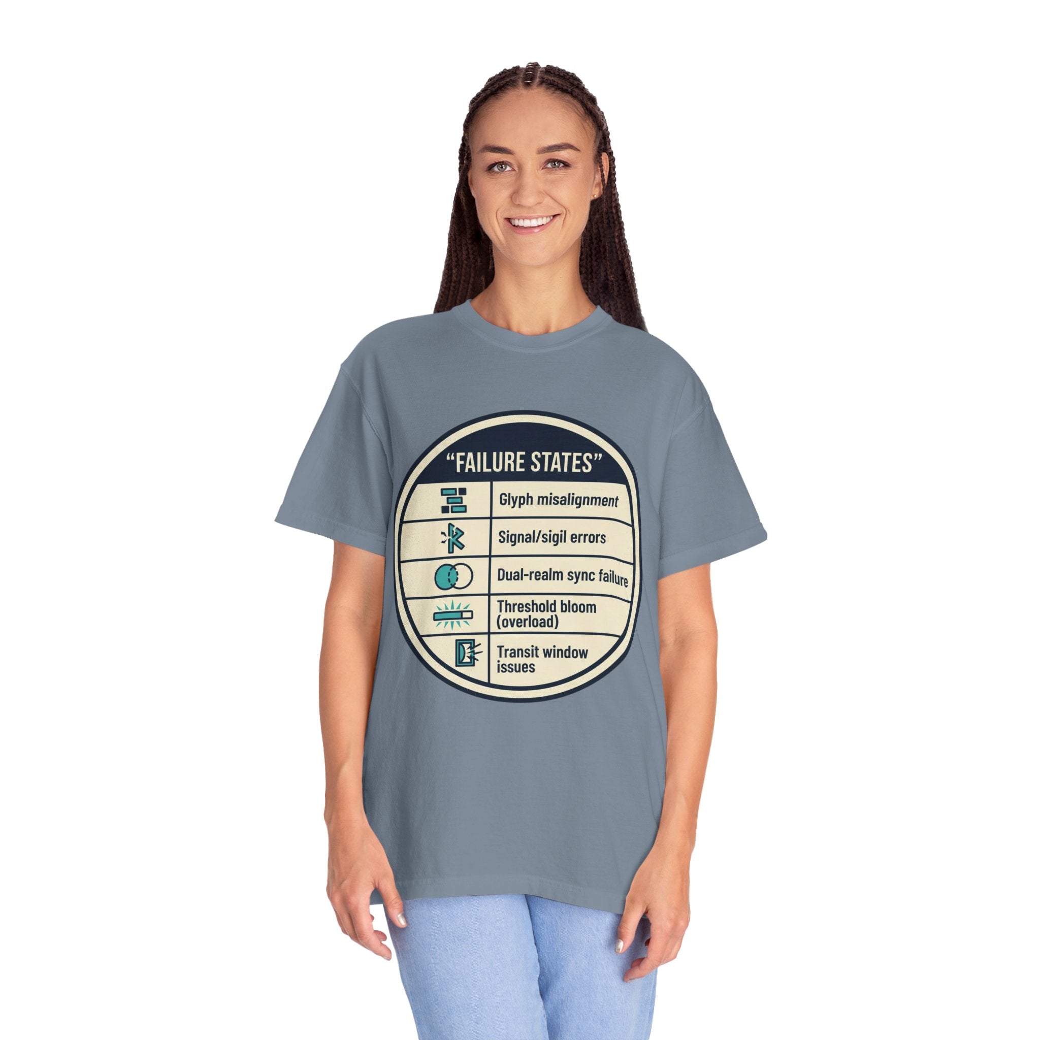 Power Runs Black PRB Failure States T-Shirt — Sci‑Fi Status Badge Graphic Tee by Power Runs Black