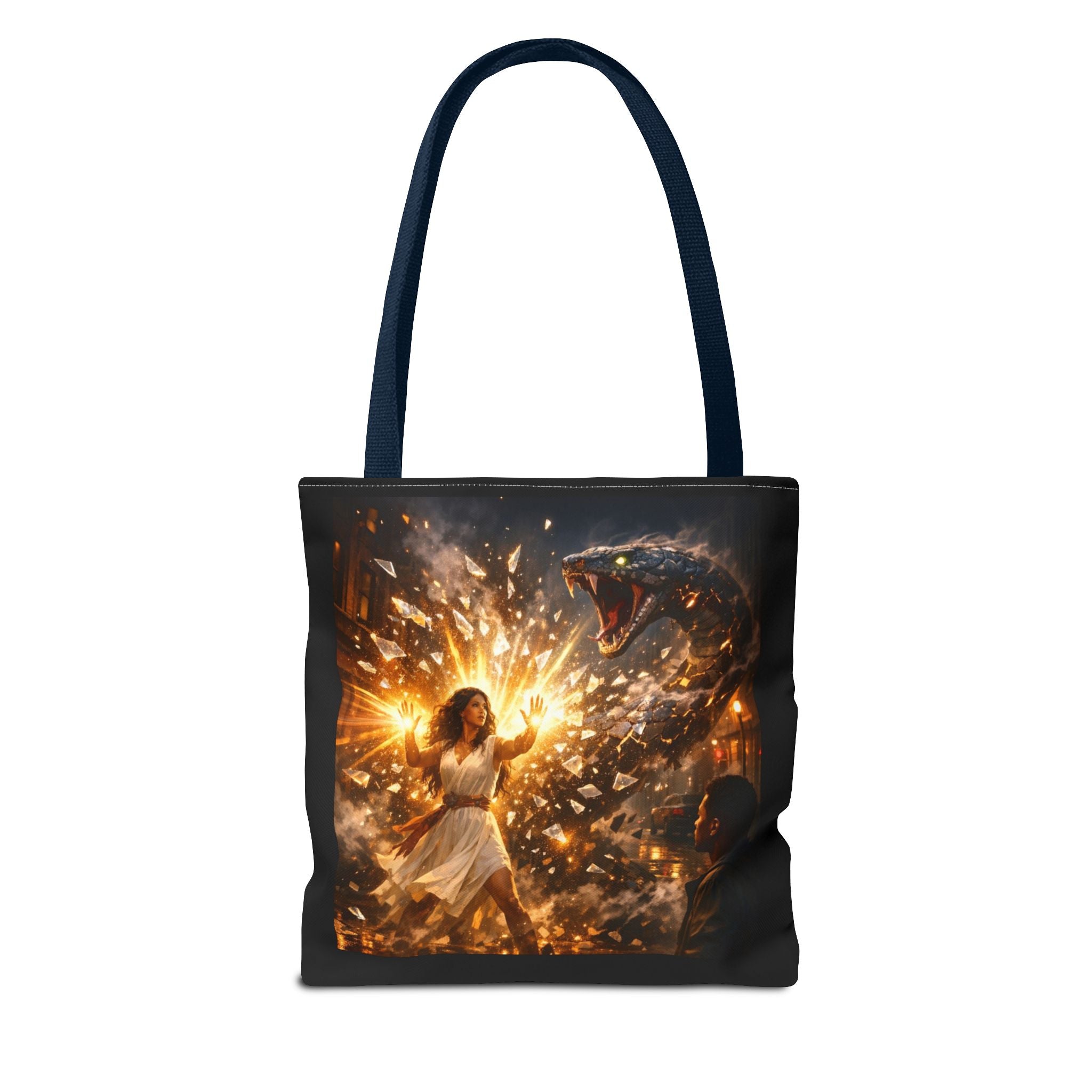 PRB Raging Serpent Burst tote bag | Fantasy serpent explosion art by Printify
