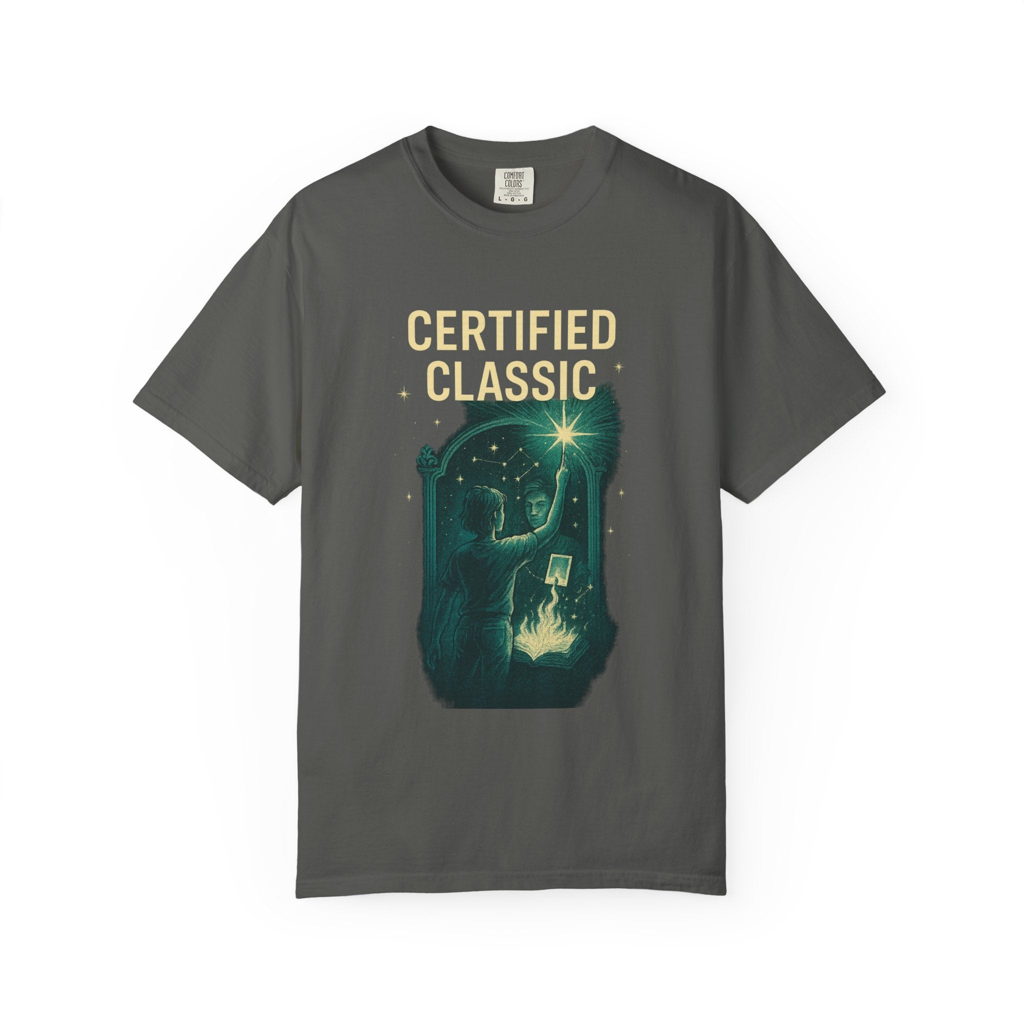 PRB Certified Classic illustration T-shirt | vintage camping, night sky, campfire by Power Runs Black