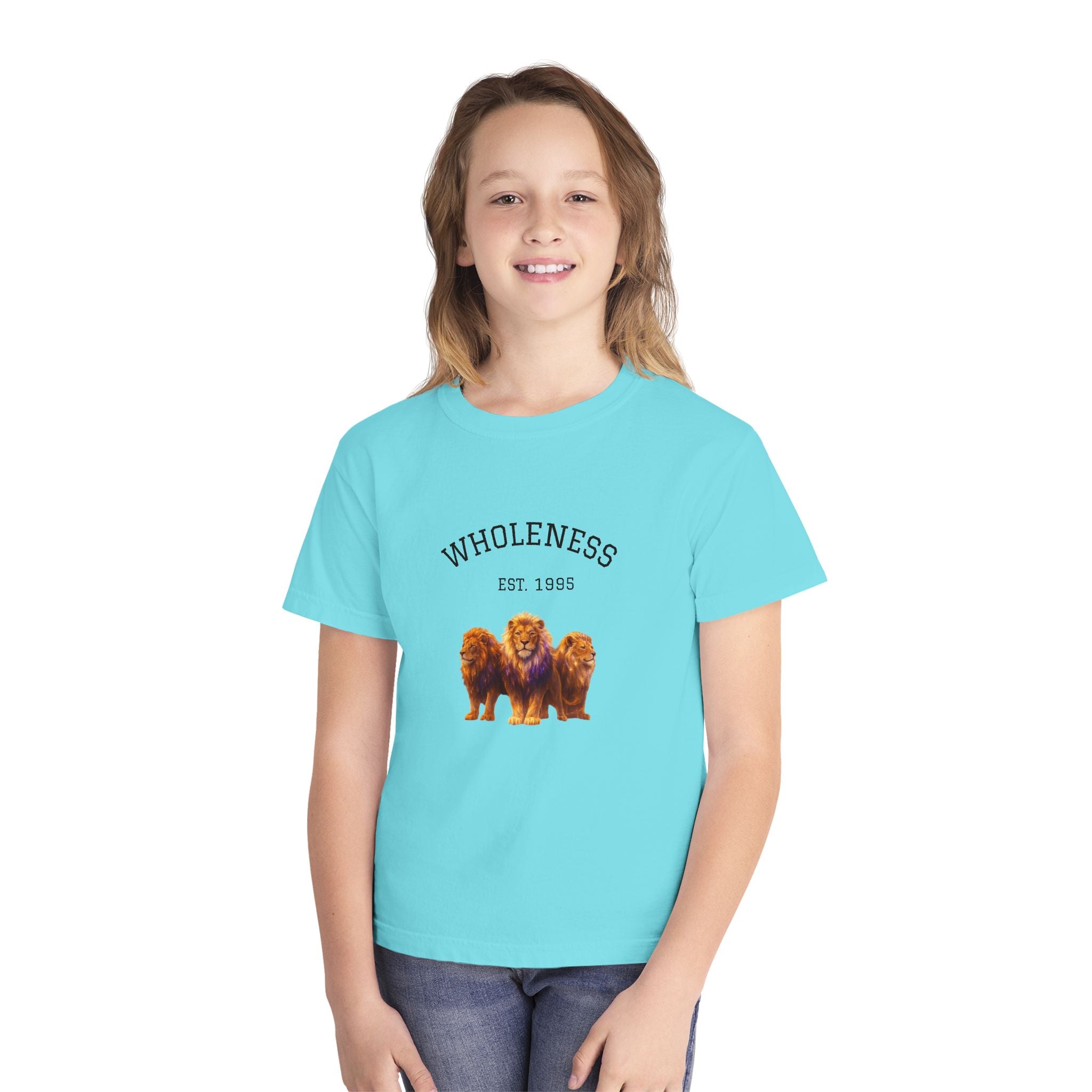 PRB Youth Tee — "Wholeness Est. 1995" Lion Graphic Kids Shirt by Power Runs Black