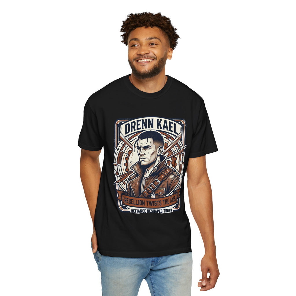 Power Runs Black PRB Drenn Kael Portrait T-Shirt — "Rebellion Twists the Axis" Graphic Tee by Power Runs Black