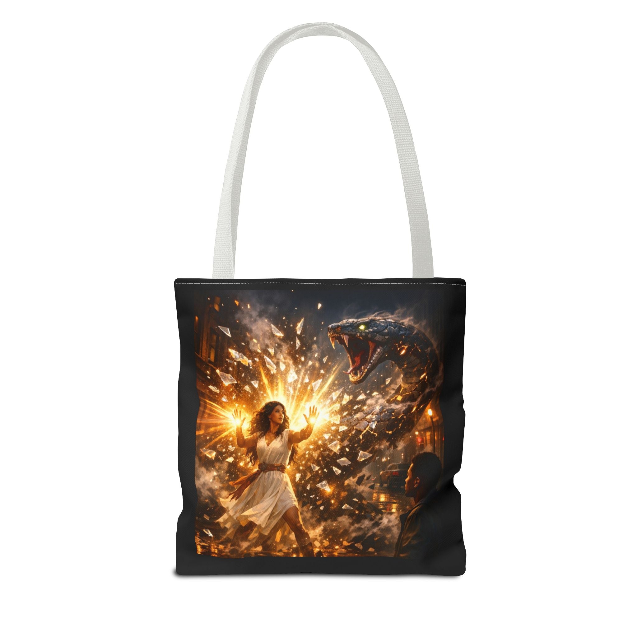 PRB Raging Serpent Burst tote bag | Fantasy serpent explosion art by Printify