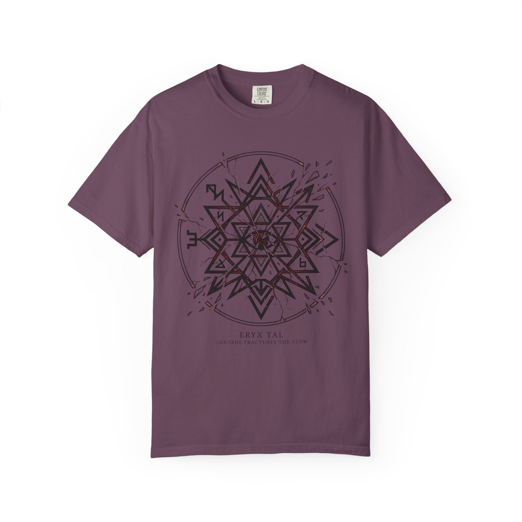 Power Runs Black PRB Eryx Tal Geometric Mandala T-Shirt — Symmetric Star Graphic Tee by Power Runs Black