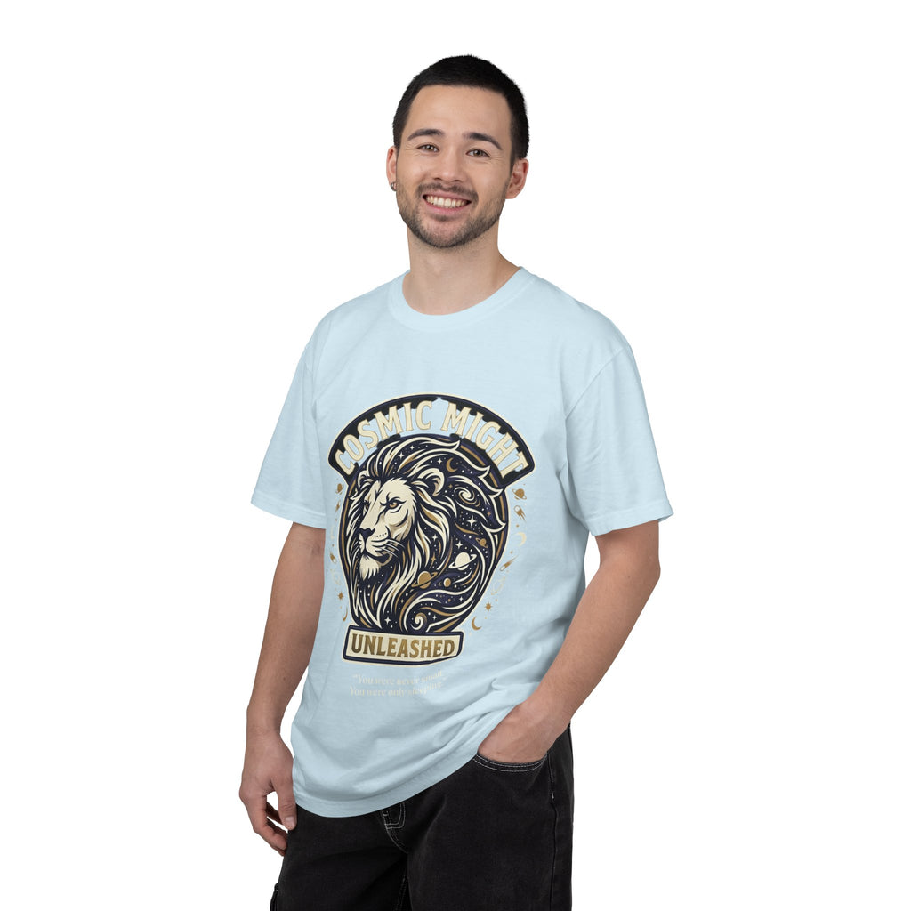 PRB Starforged Flex Cosmic Might Unleashed Lion Graphic T-Shirt — "Unleashed" Inspirational Lion Tee by Power Runs Black