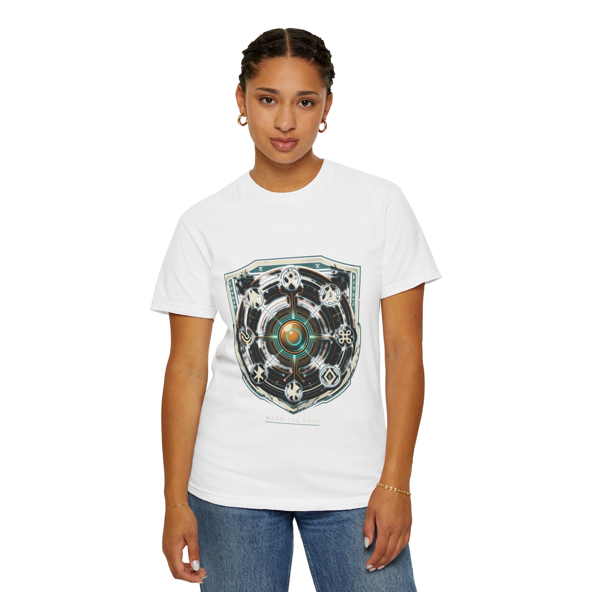 Power Runs Black PRB "Wear The Code" Mystic Shield T-Shirt — Geometric Sigil Graphic Tee by Power Runs Black