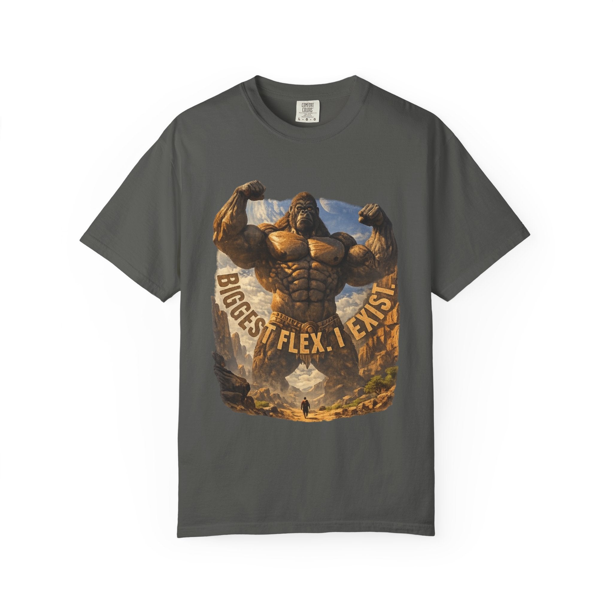 PRB Biggest Flex I Exist T-Shirt — Funny Muscle Gorilla Graphic Tee by Power Runs Black