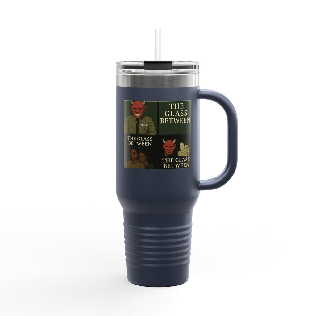 PRB The Glass Between collage travel mug | 40oz insulated tumbler by Printify