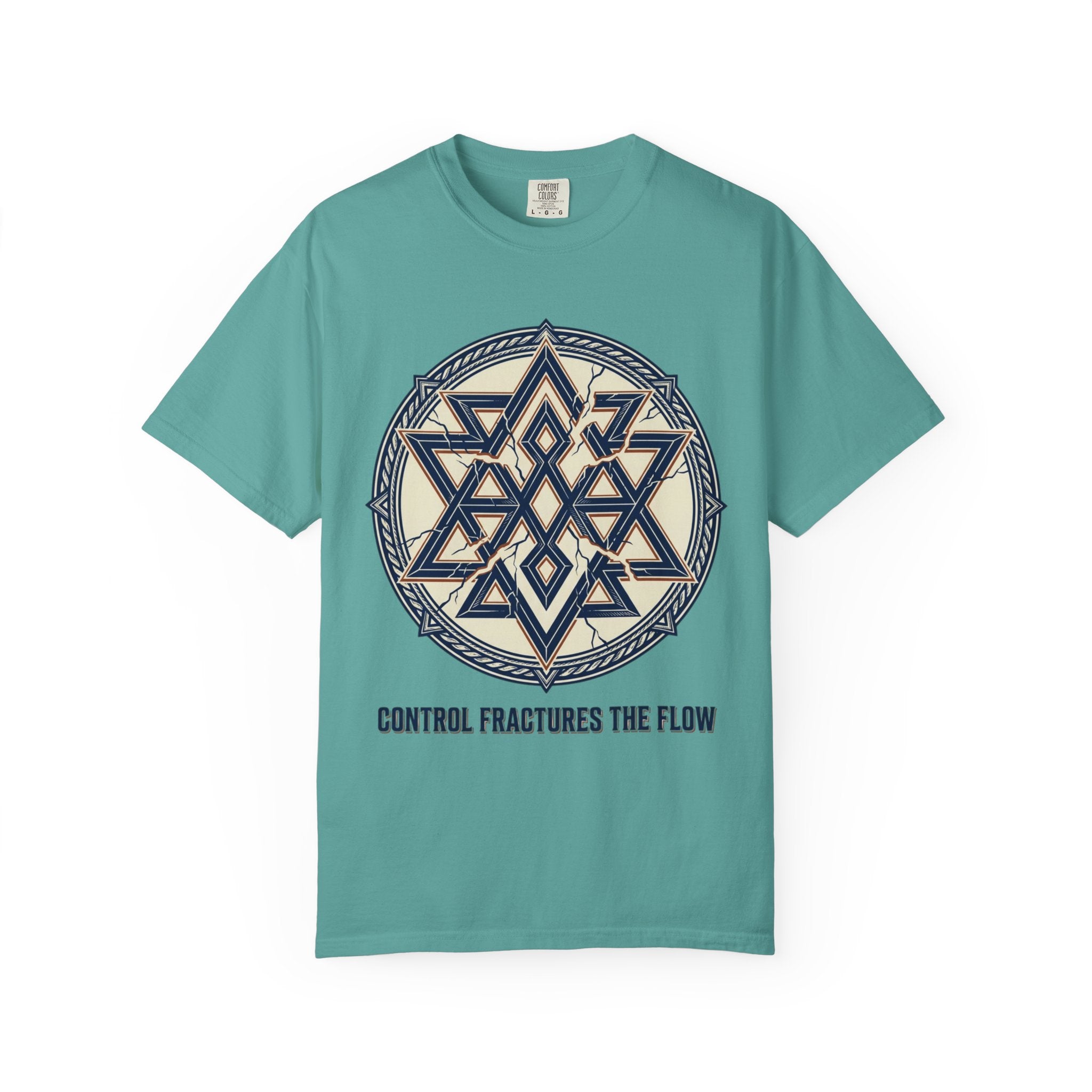 Power Runs Black PRB Geometric Star Mandala T-Shirt — "Control Fractures the Flow" Graphic Tee by Power Runs Black