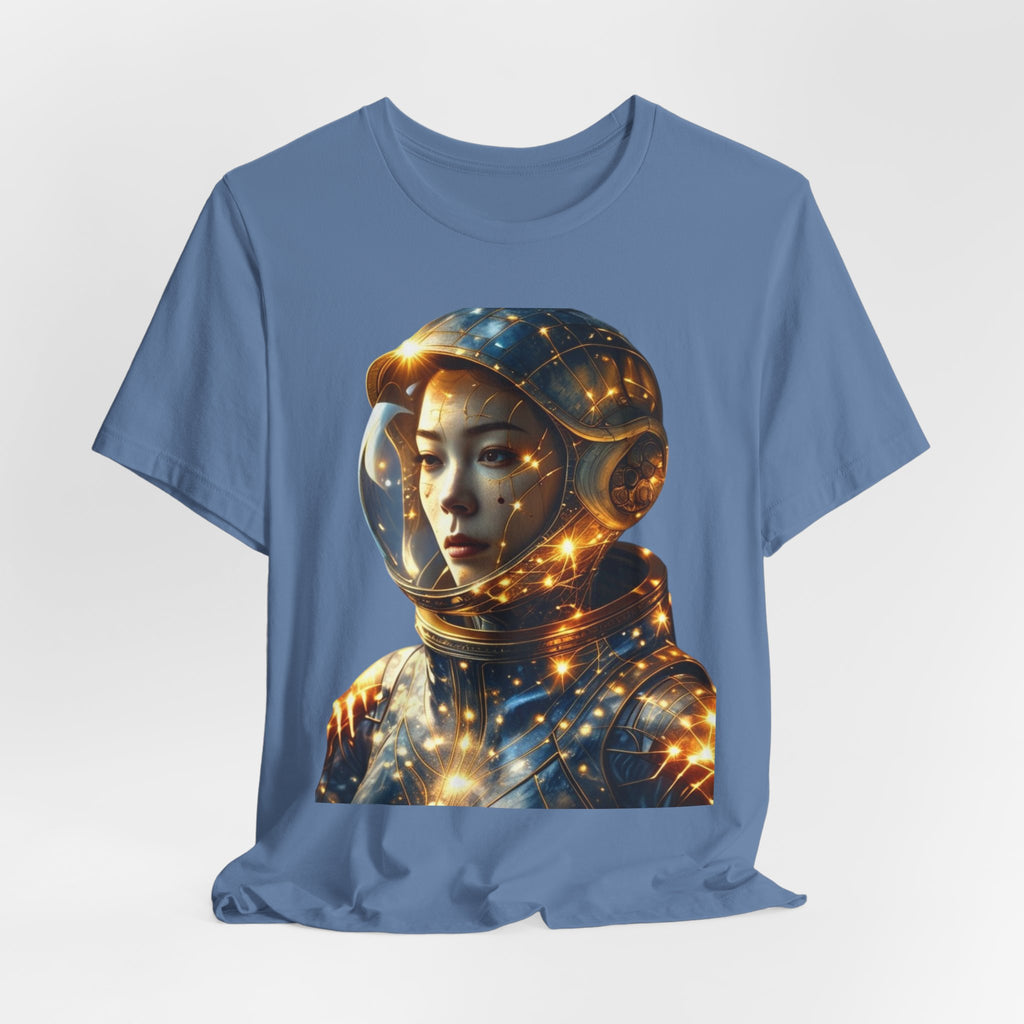 PRB Astronaut Portrait Tee — Starry Cosmic Helmet Graphic T-Shirt by Power Runs Black