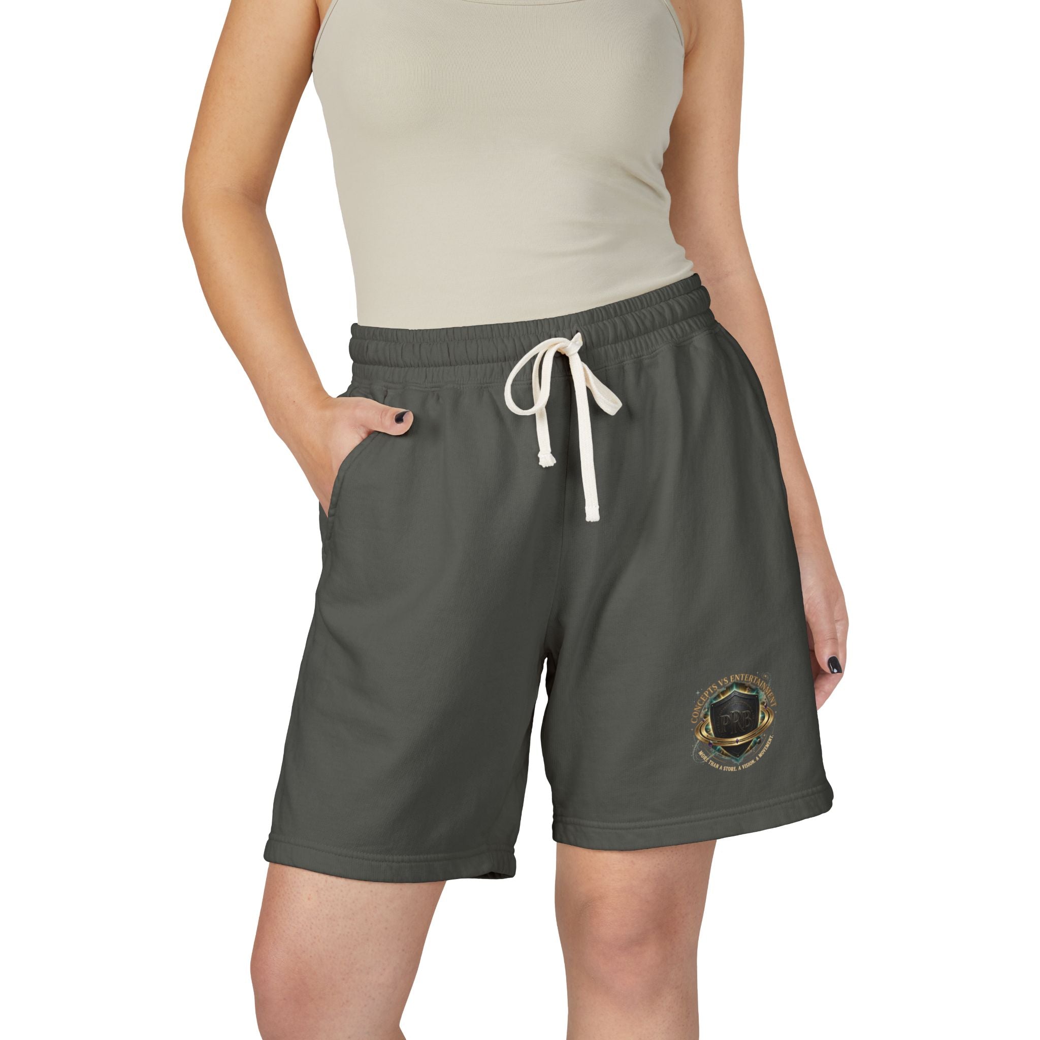 Printify PRB Fleece Sweat Shorts — Vintage Crest Pocket Graphic - Trousers
