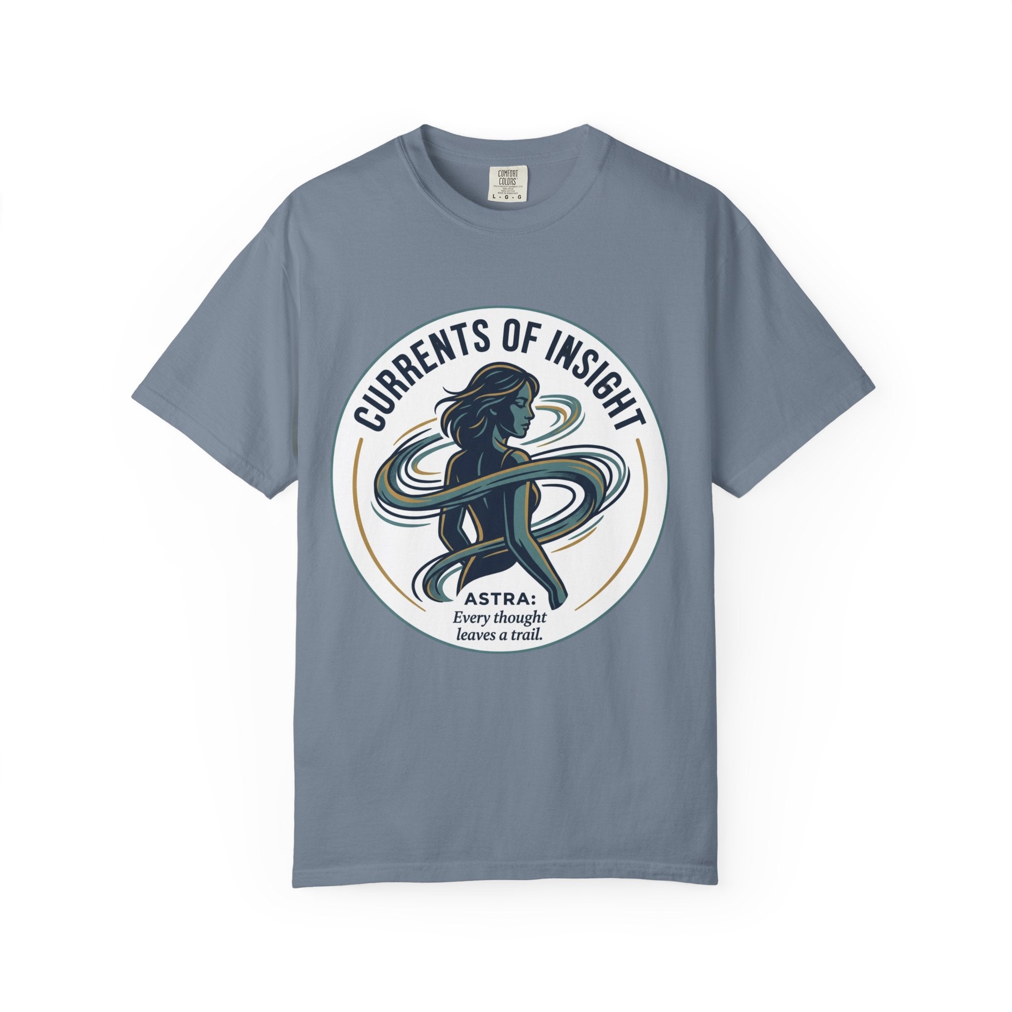 Power Runs Black Currents of Insight T-Shirt — 'Astra: Every thought leaves a trail' Graphic Tee by Power Runs Black