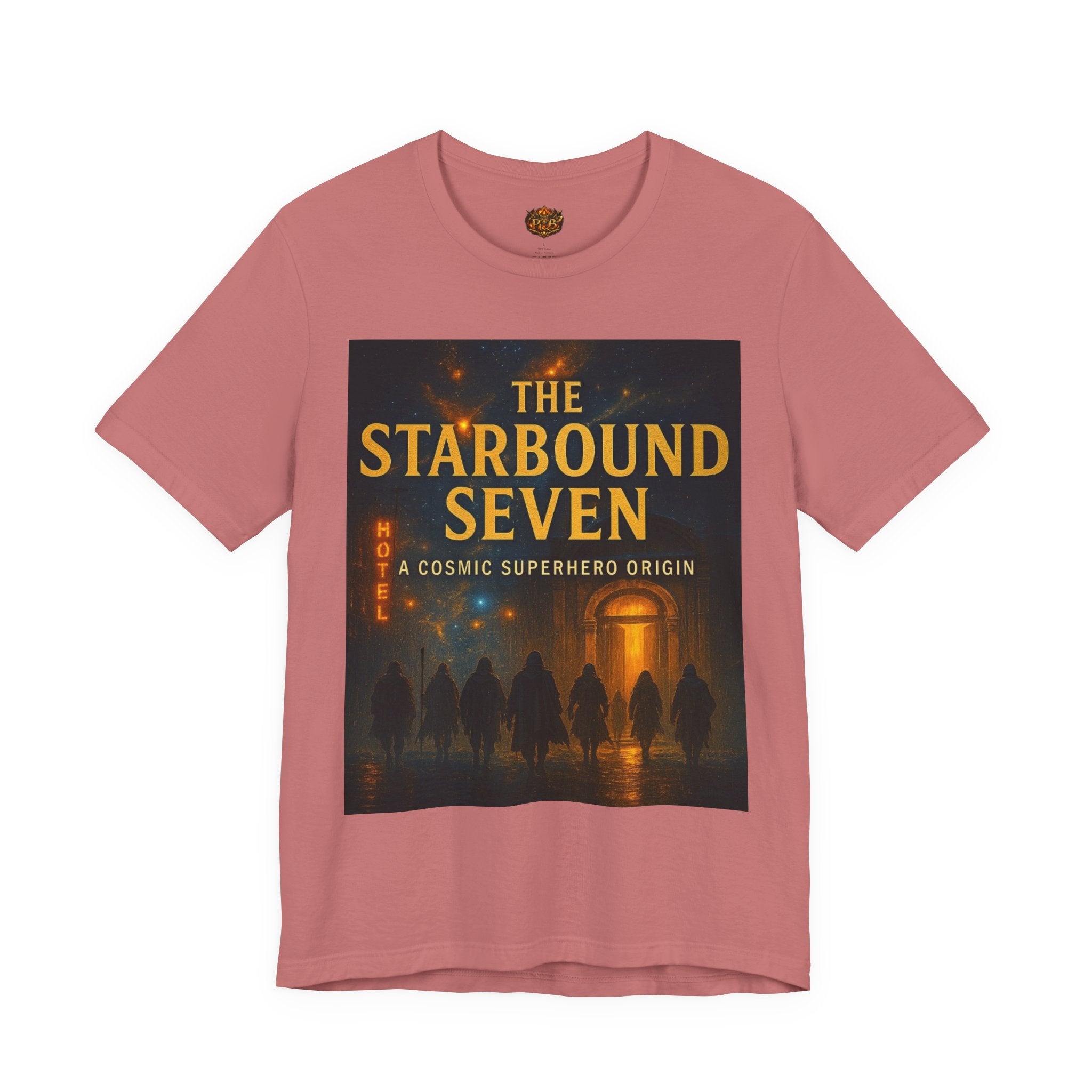 Power Runs Black PRB The Starbound Seven Tee – Retro Cosmic Superhero Poster Shirt by Power Runs Black