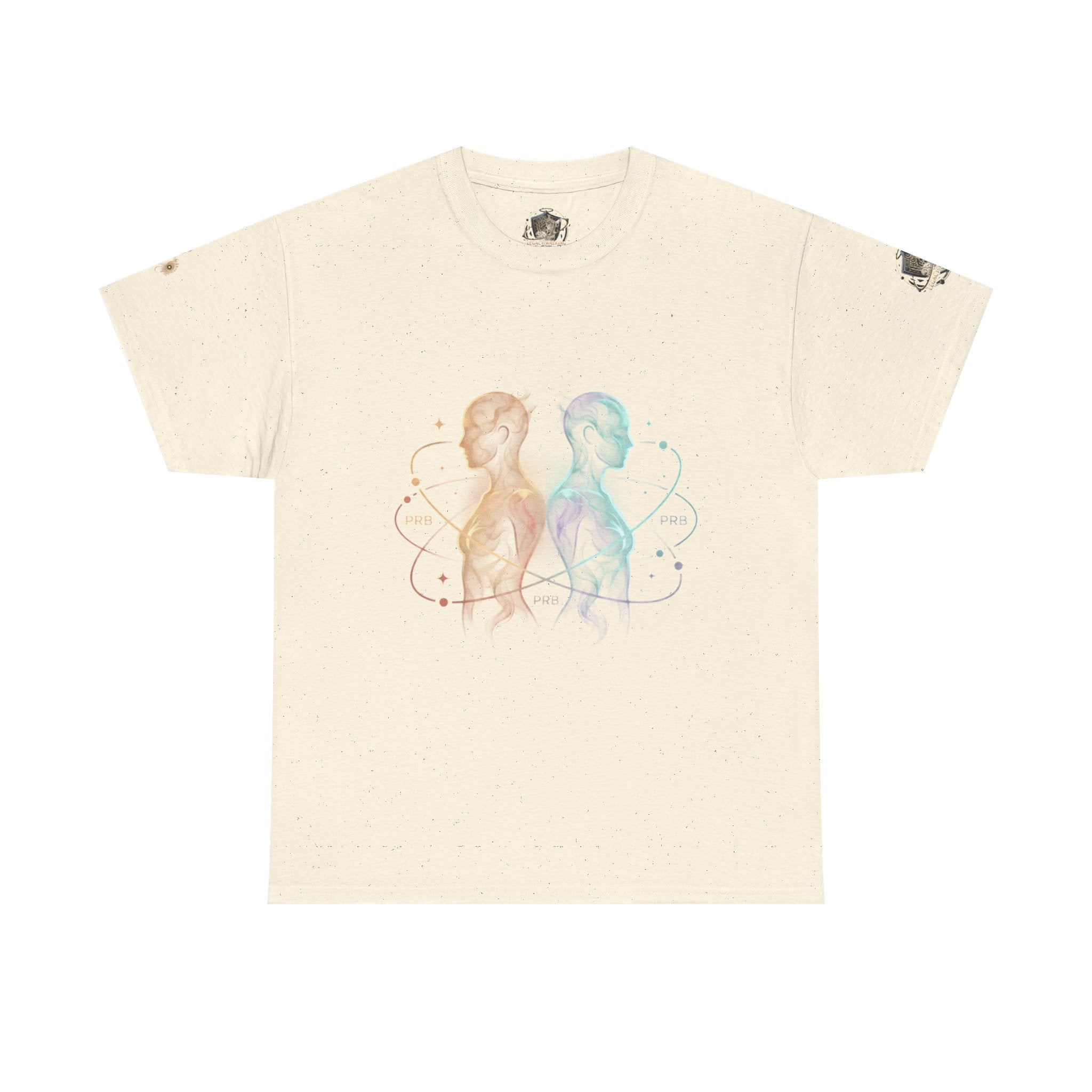 Power Runs Black Gemini Spirit Tee — Twin Sun & Moon Celestial Graphic T-Shirt by Printify