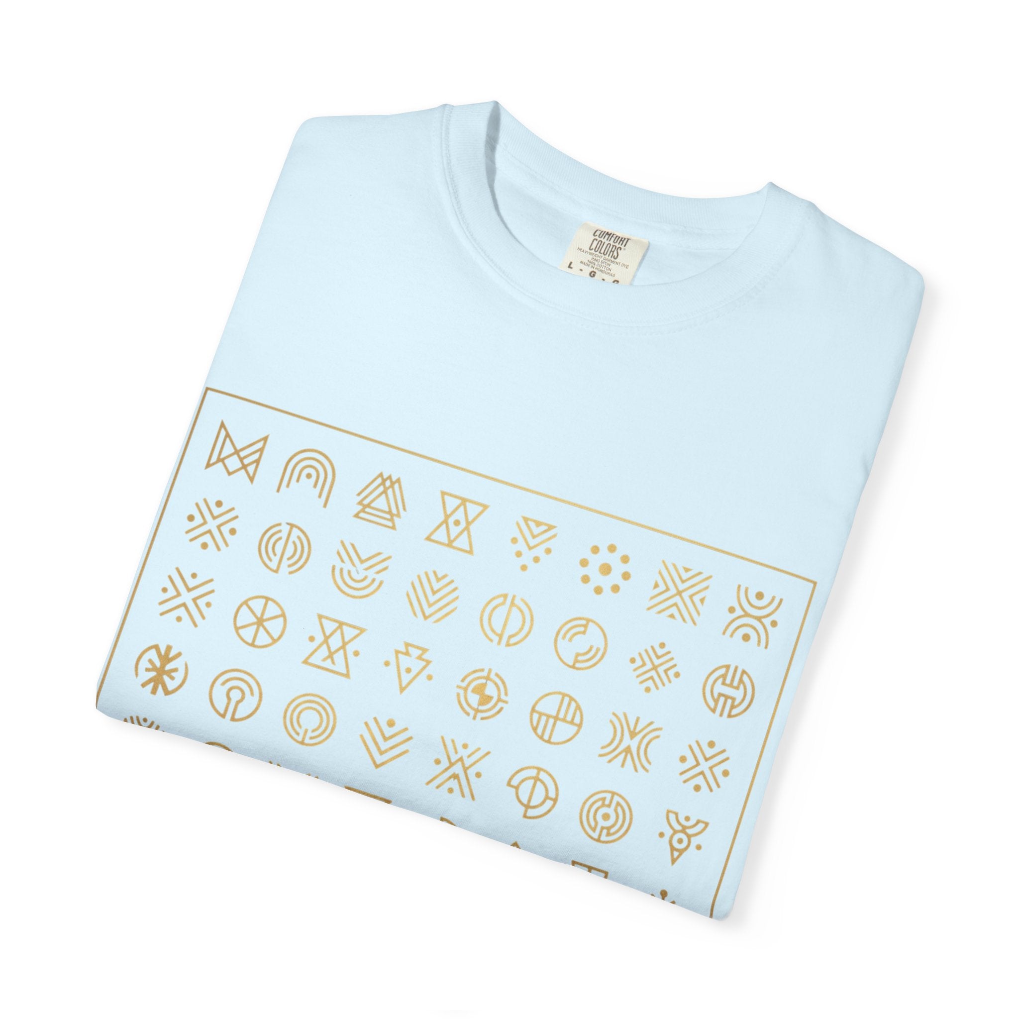 Power Runs Black PRB Symbol Grid T-Shirt — Minimal Gold Icon Graphic Tee by Printify