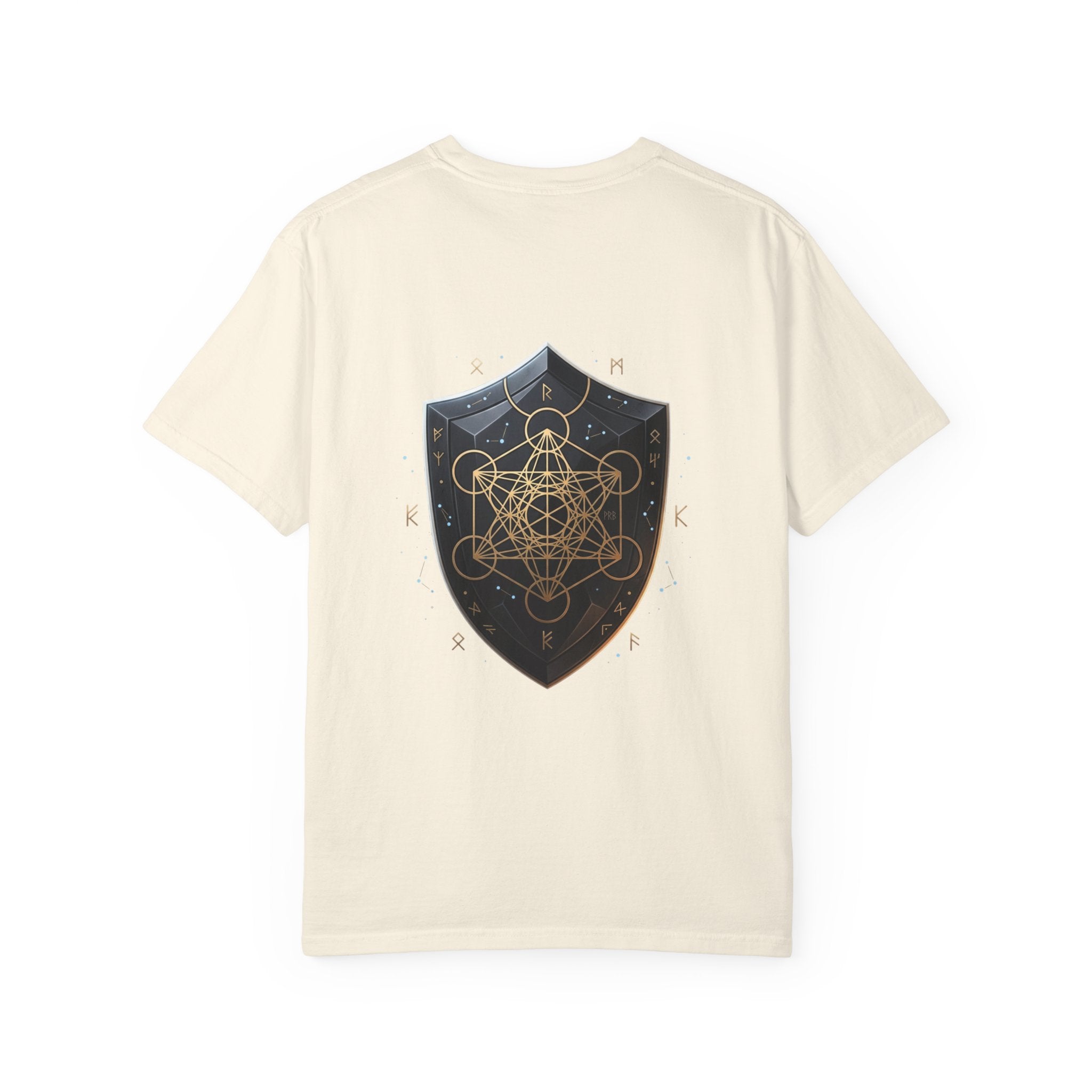 Power Runs Black Mystic Compass Disc T-Shirt — Geometric Gold & Black Emblem Tee by Printify