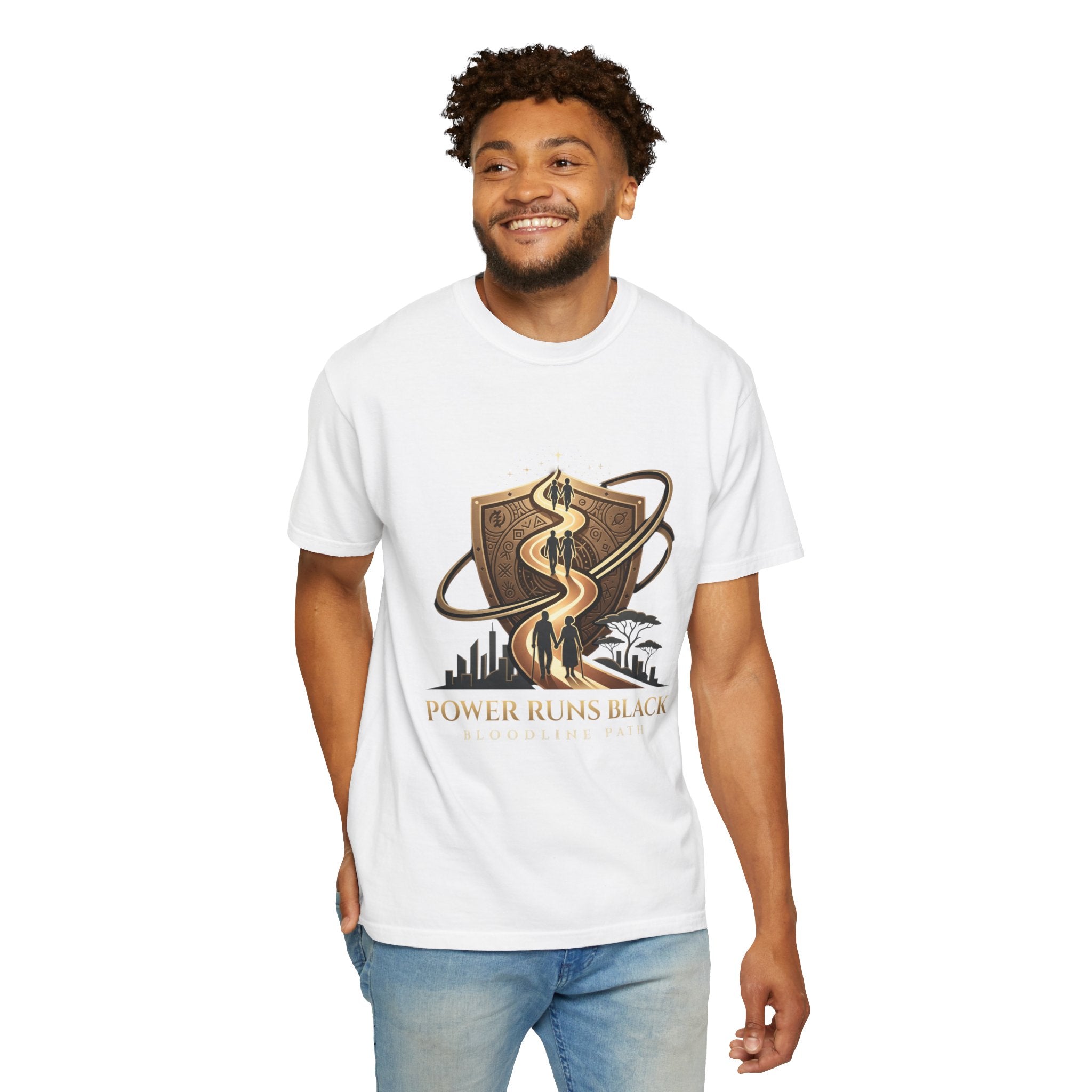 PRB Shield City Skyline Graphic T-Shirt | Serpent Emblem Streetwear Tee by Printify