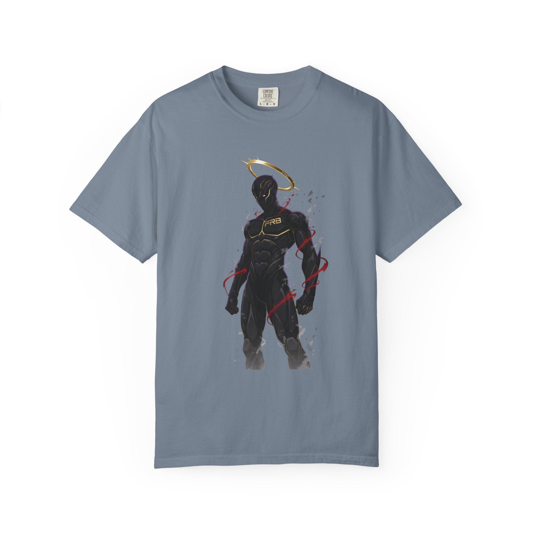 PRB Shadow Hero Graphic T-Shirt — Haloed Vigilante Illustration by Printify
