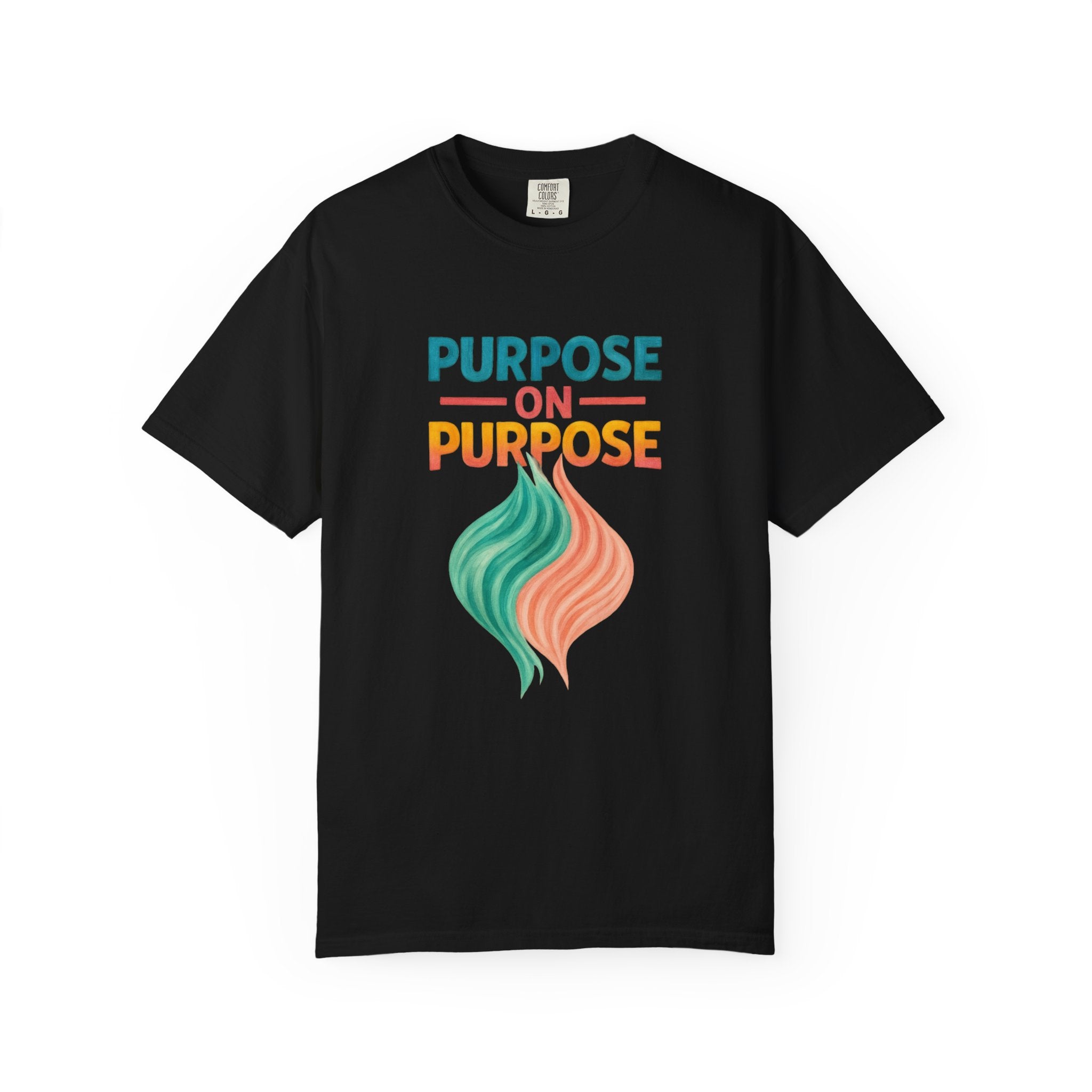 PRB Purpose On Purpose T-Shirt — Inspirational Graphic Tee with Abstract Wave Design by Power Runs Black