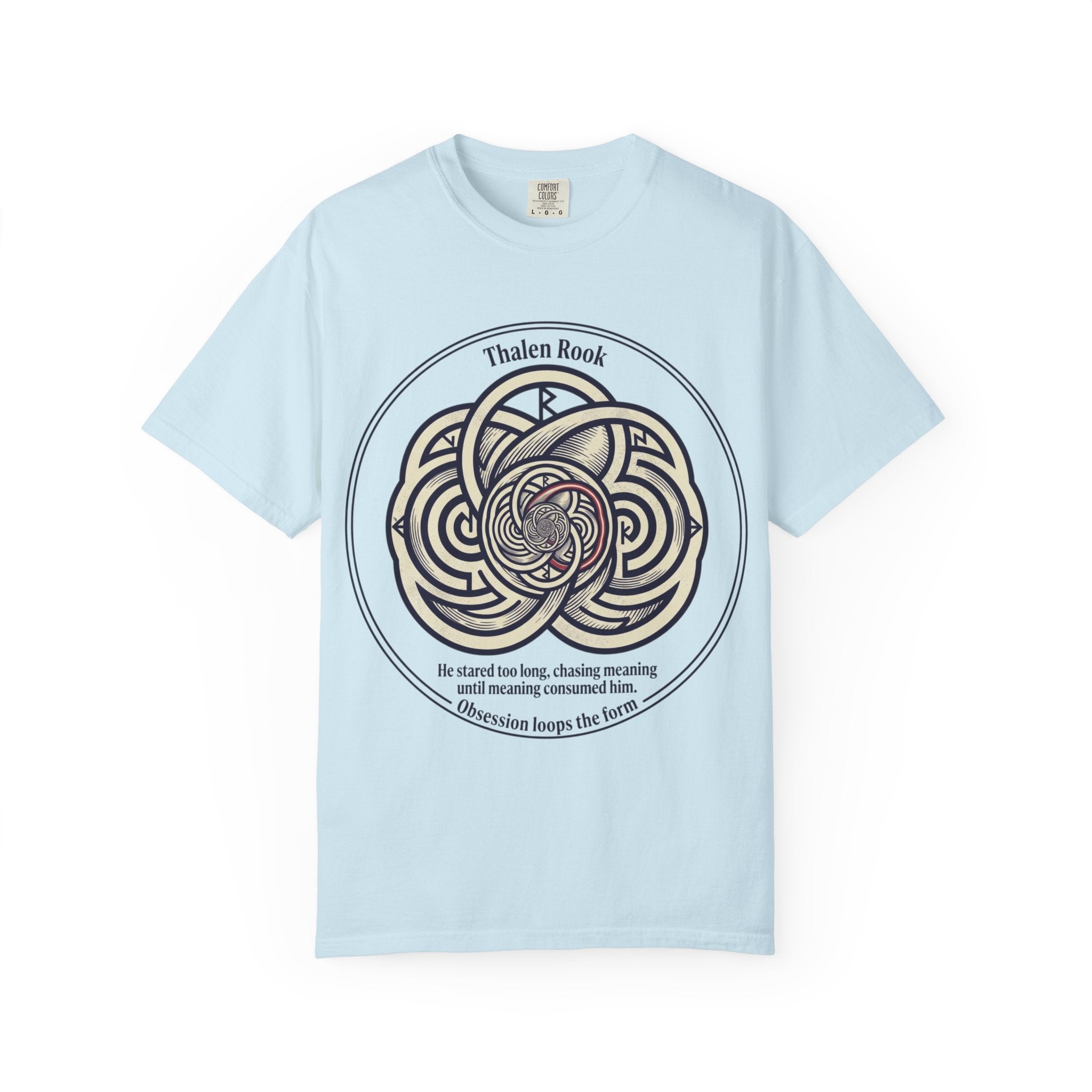 Power Runs Black PRB Thalen Rook Celtic Knot Graphic T-Shirt — "He stared too long..." Quote Tee by Power Runs Black