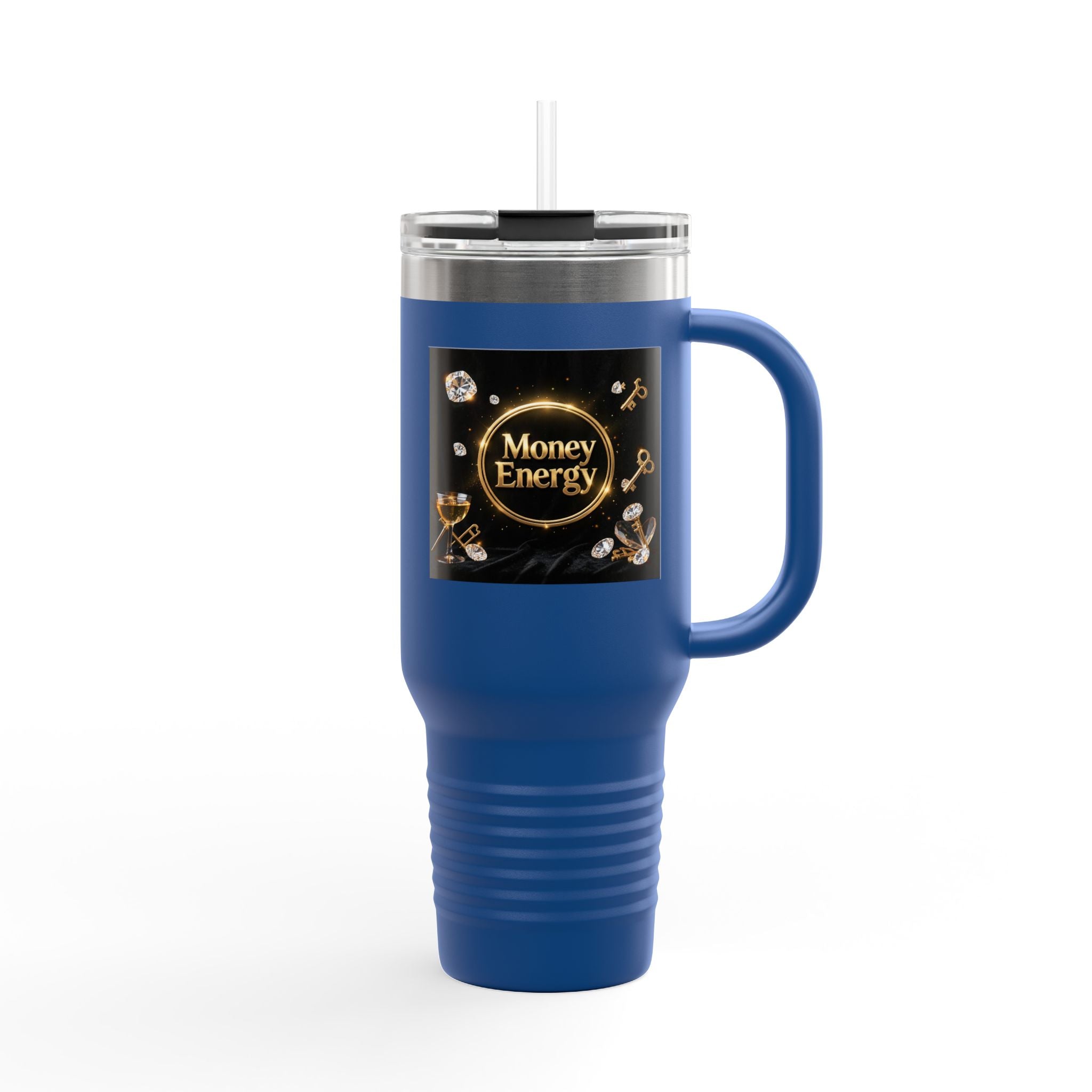PRB 40oz Insulated Travel Mug — "Money Energy" Motivational Design by Power Runs Black