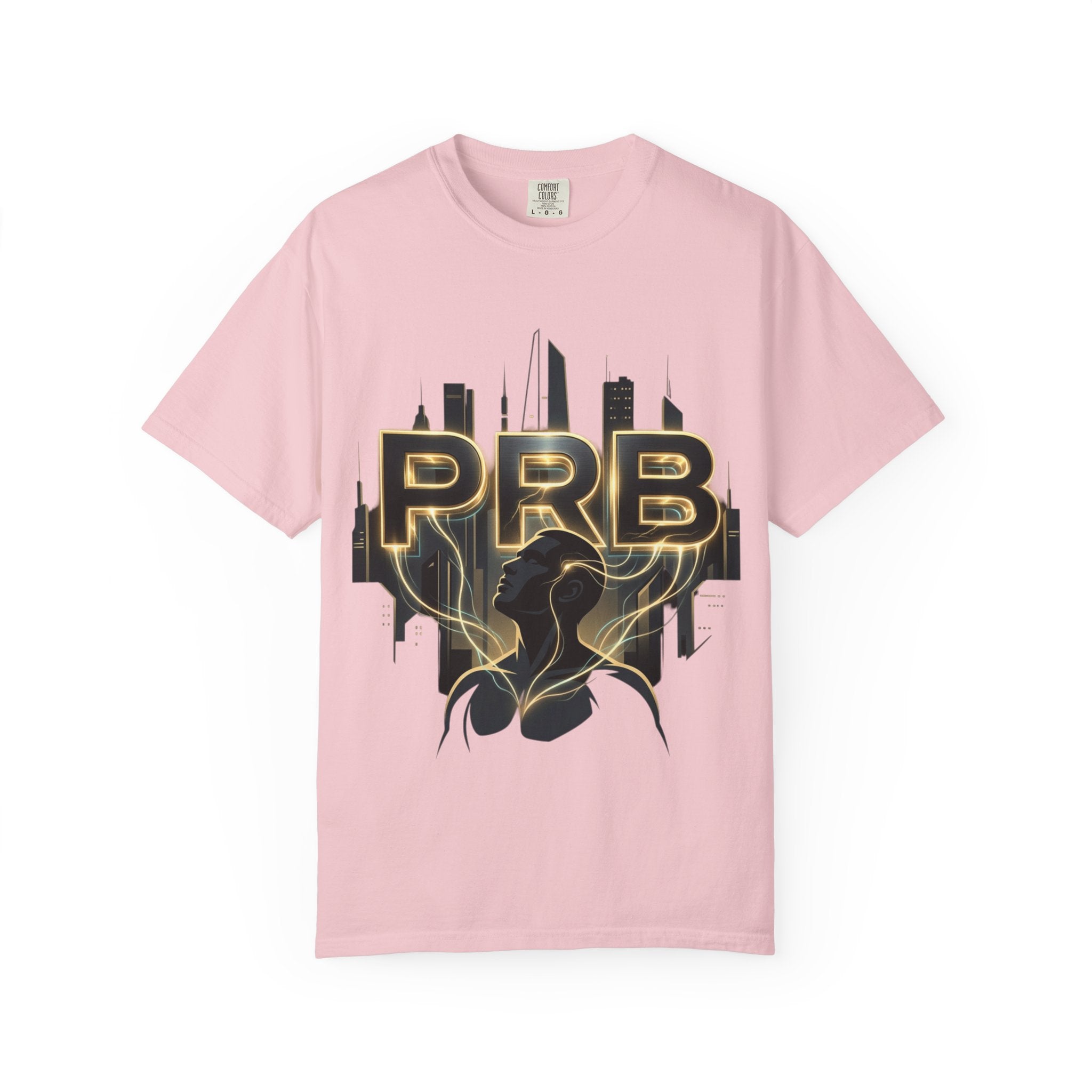 PRB Cityscape Graphic T-Shirt | Black & Gold Urban Streetwear Tee by Printify