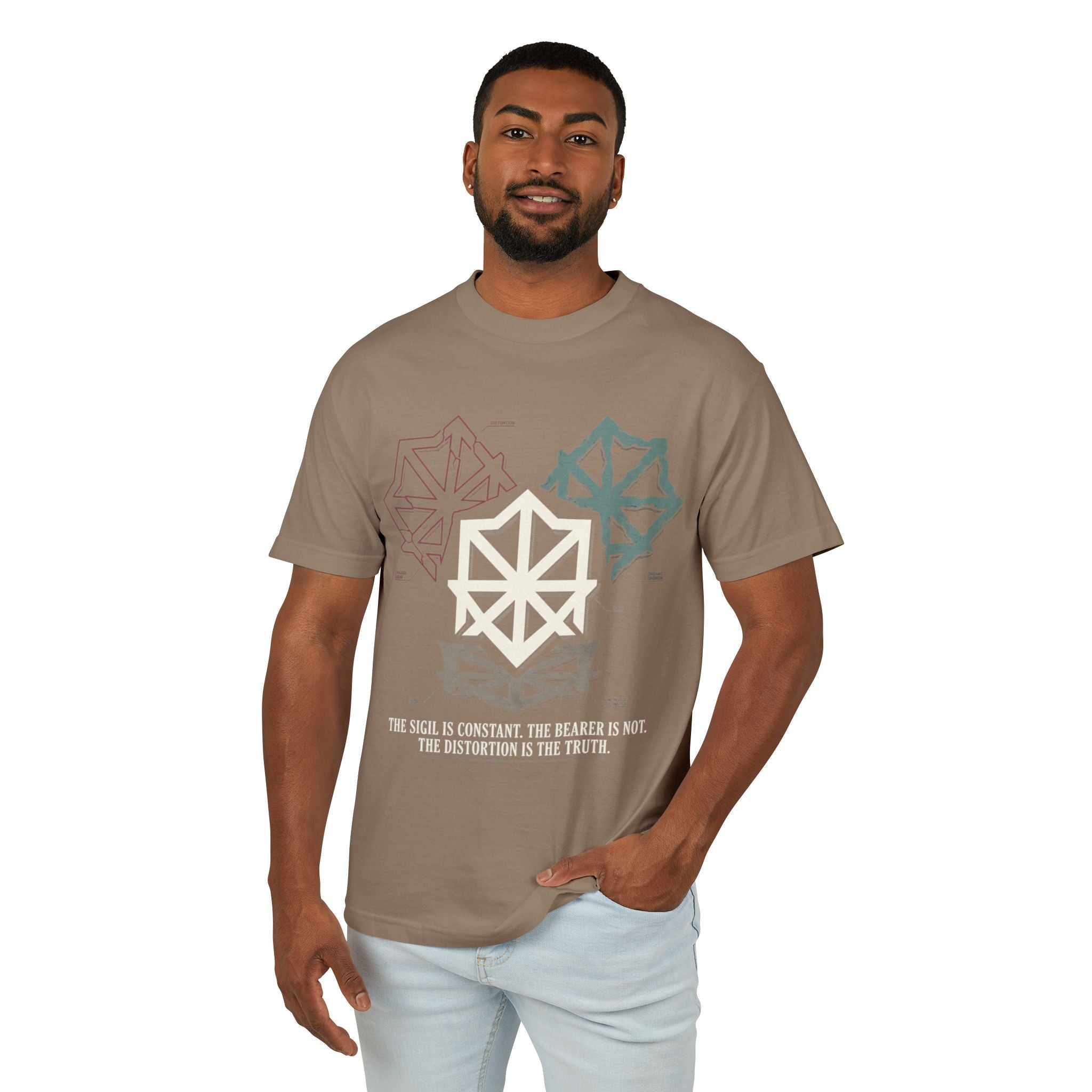 Power Runs Black PRB Abstract Geometric Logo Tee — Vintage Garment-Dyed Graphic T-Shirt by Power Runs Black