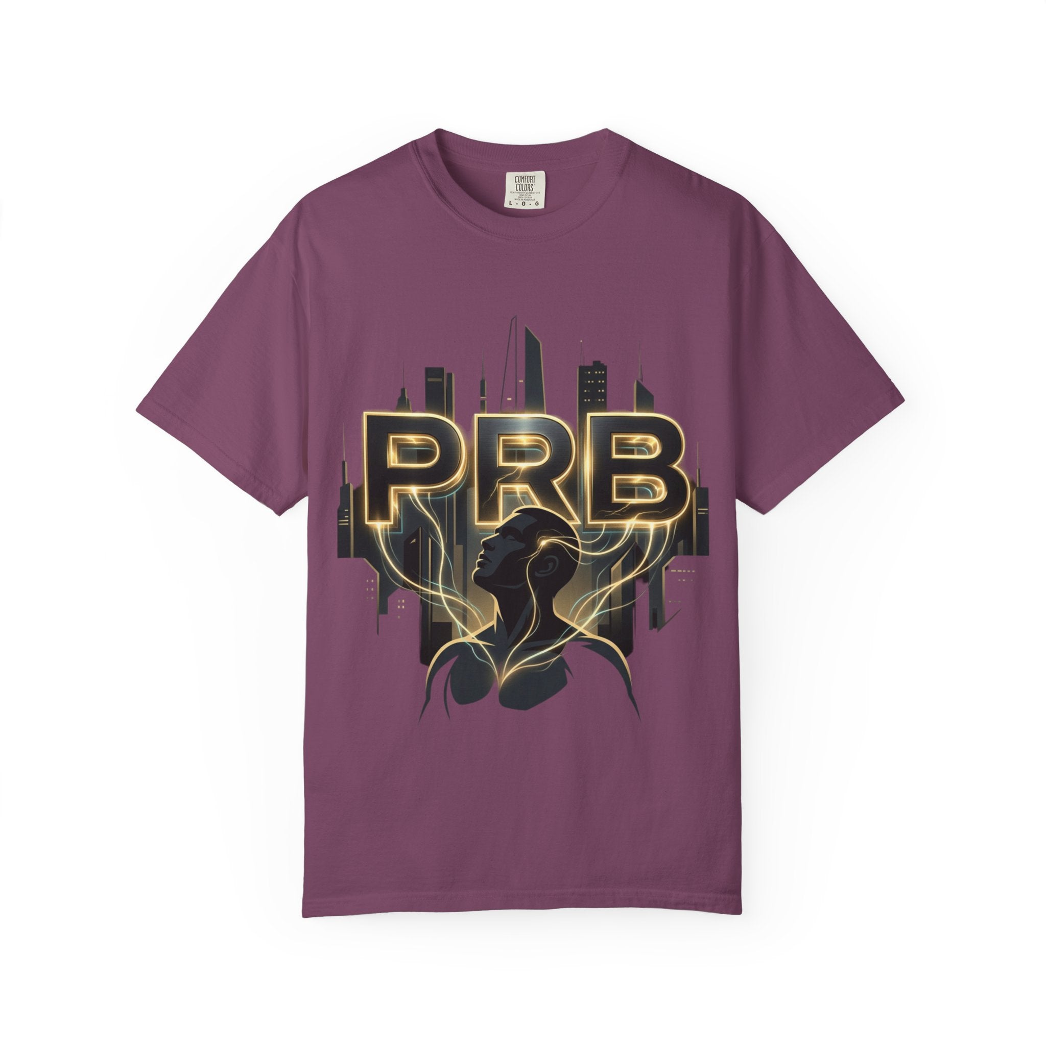 PRB Cityscape Graphic T-Shirt | Black & Gold Urban Streetwear Tee by Printify