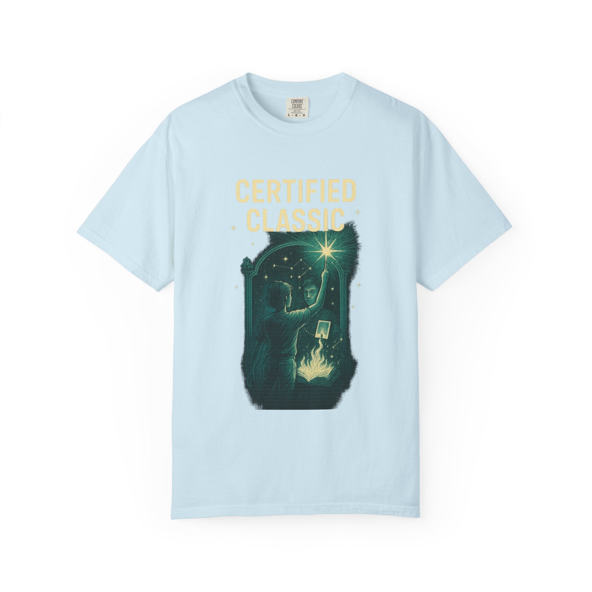 PRB Certified Classic illustration T-shirt | vintage camping, night sky, campfire by Power Runs Black
