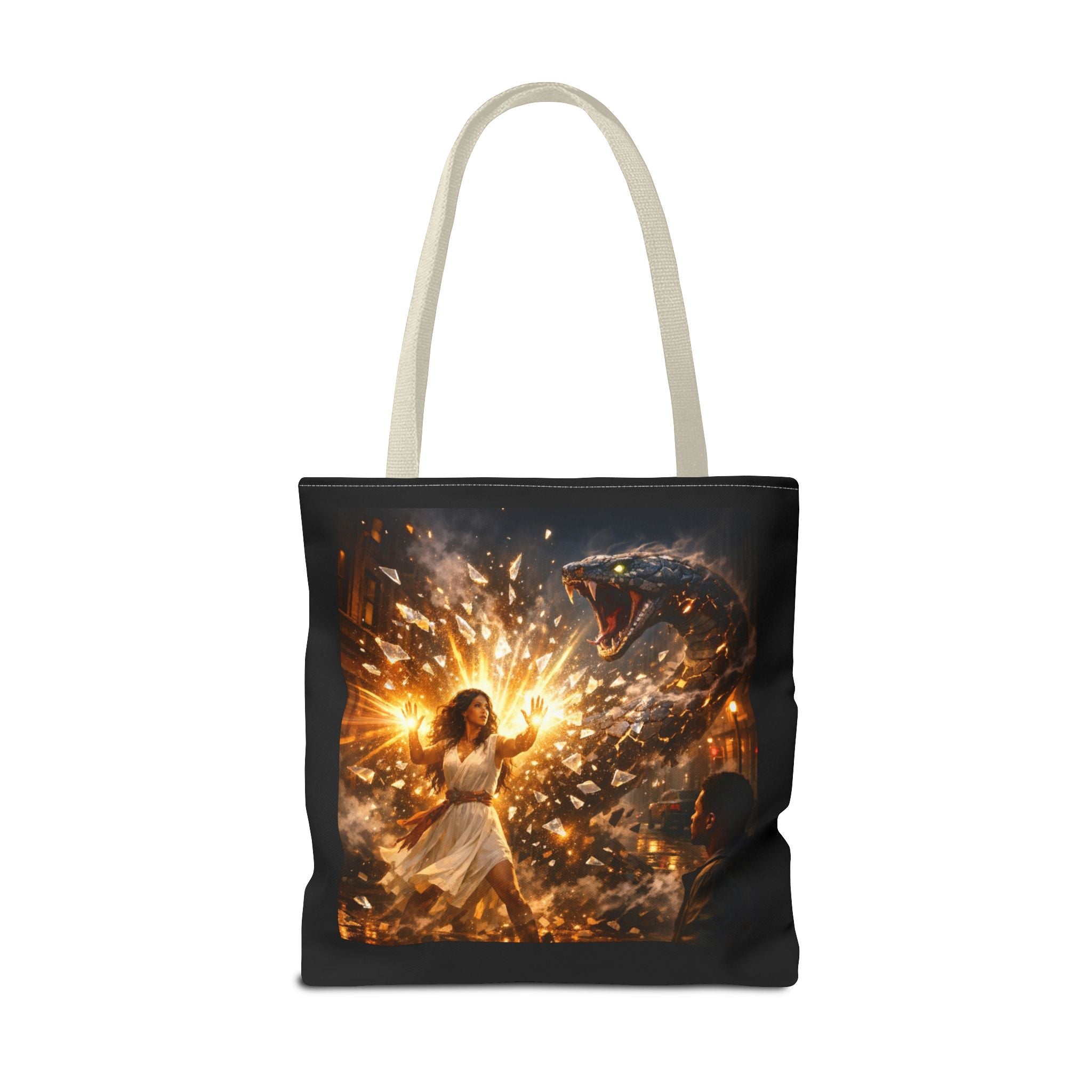 PRB Raging Serpent Burst tote bag | Fantasy serpent explosion art by Printify