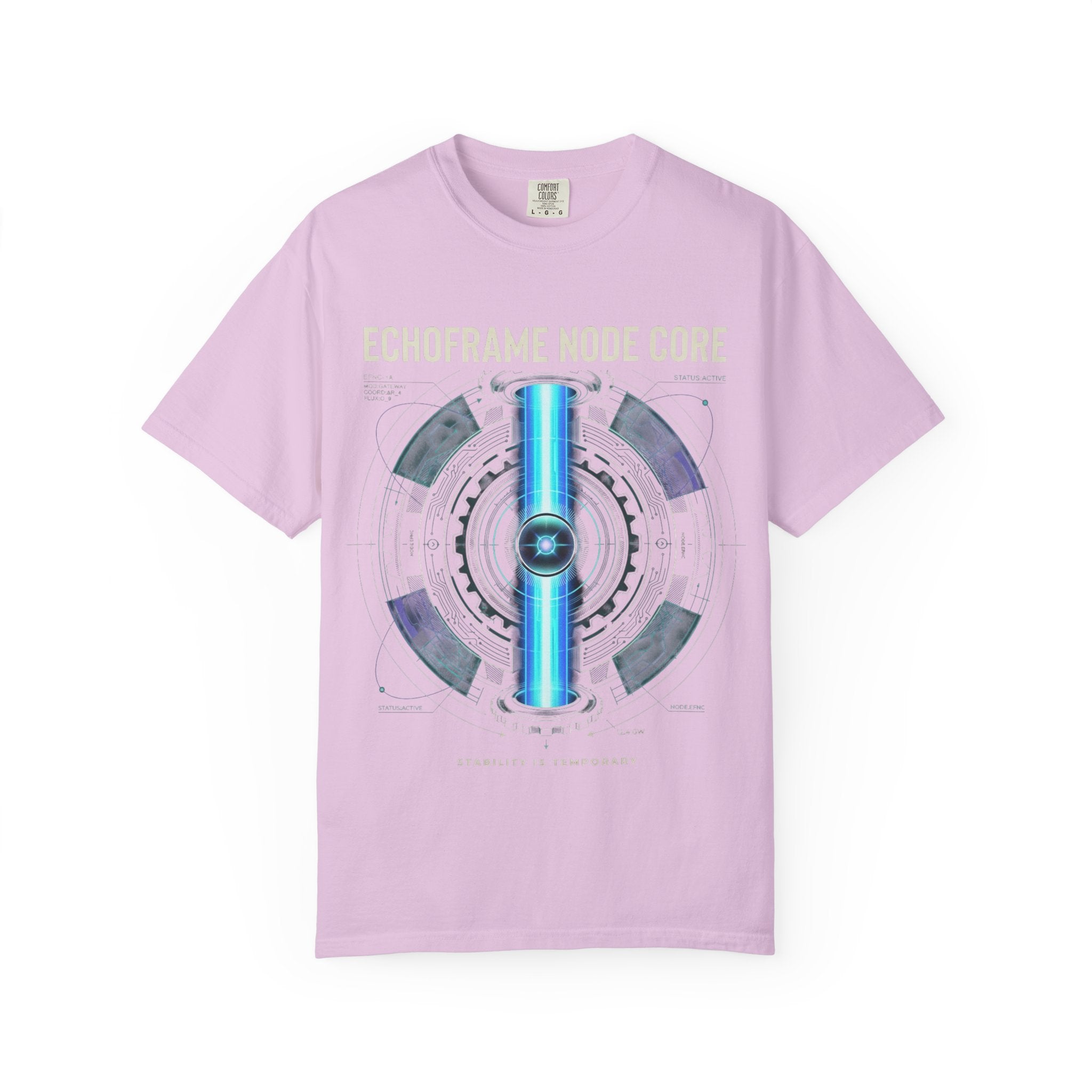Power Runs Black PRB Echoframe Node Core T-Shirt — Futuristic Tech Graphic Tee by Power Runs Black