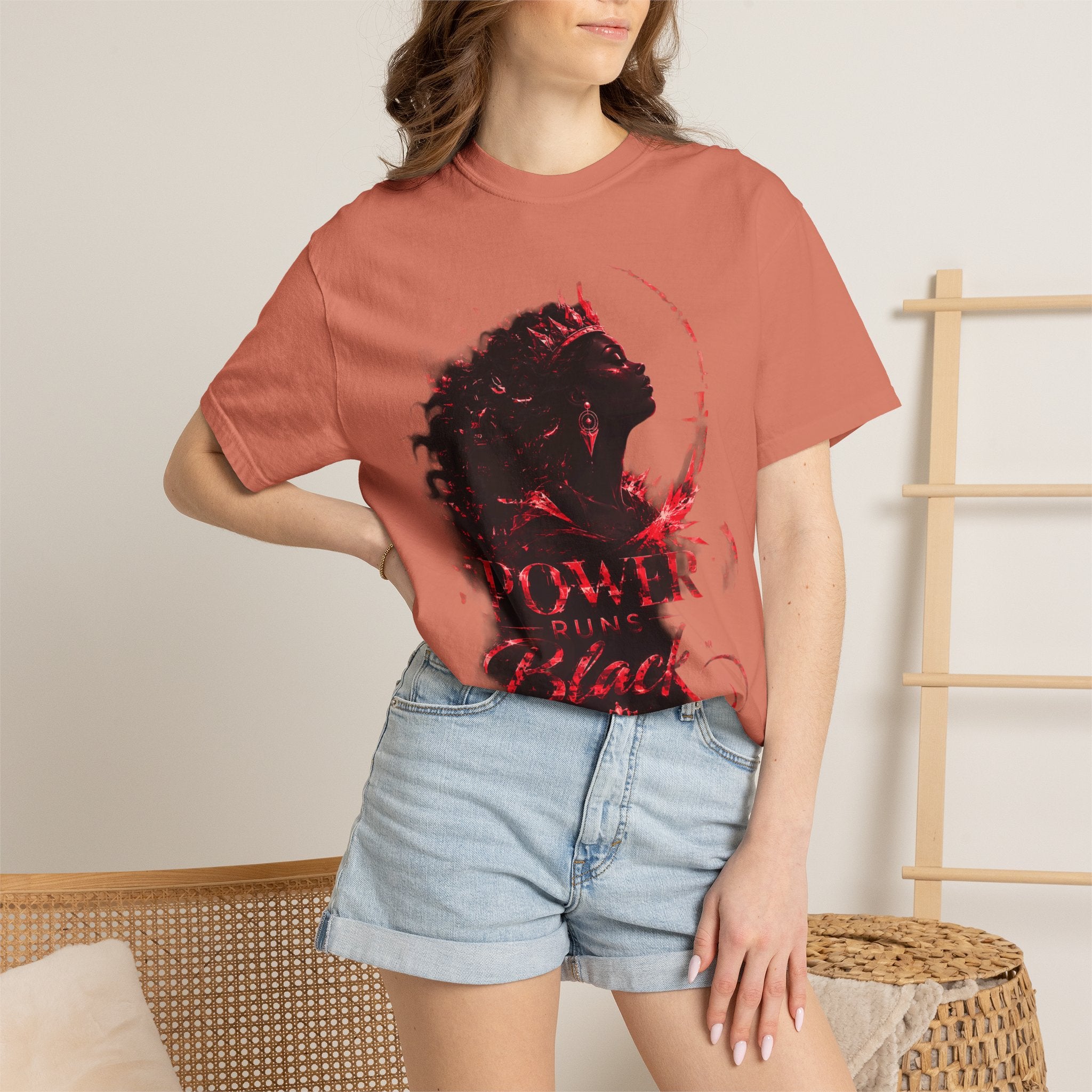 Power Runs Black Crown T-Shirt | Gothic Silhouette Artwork by Power Runs Black