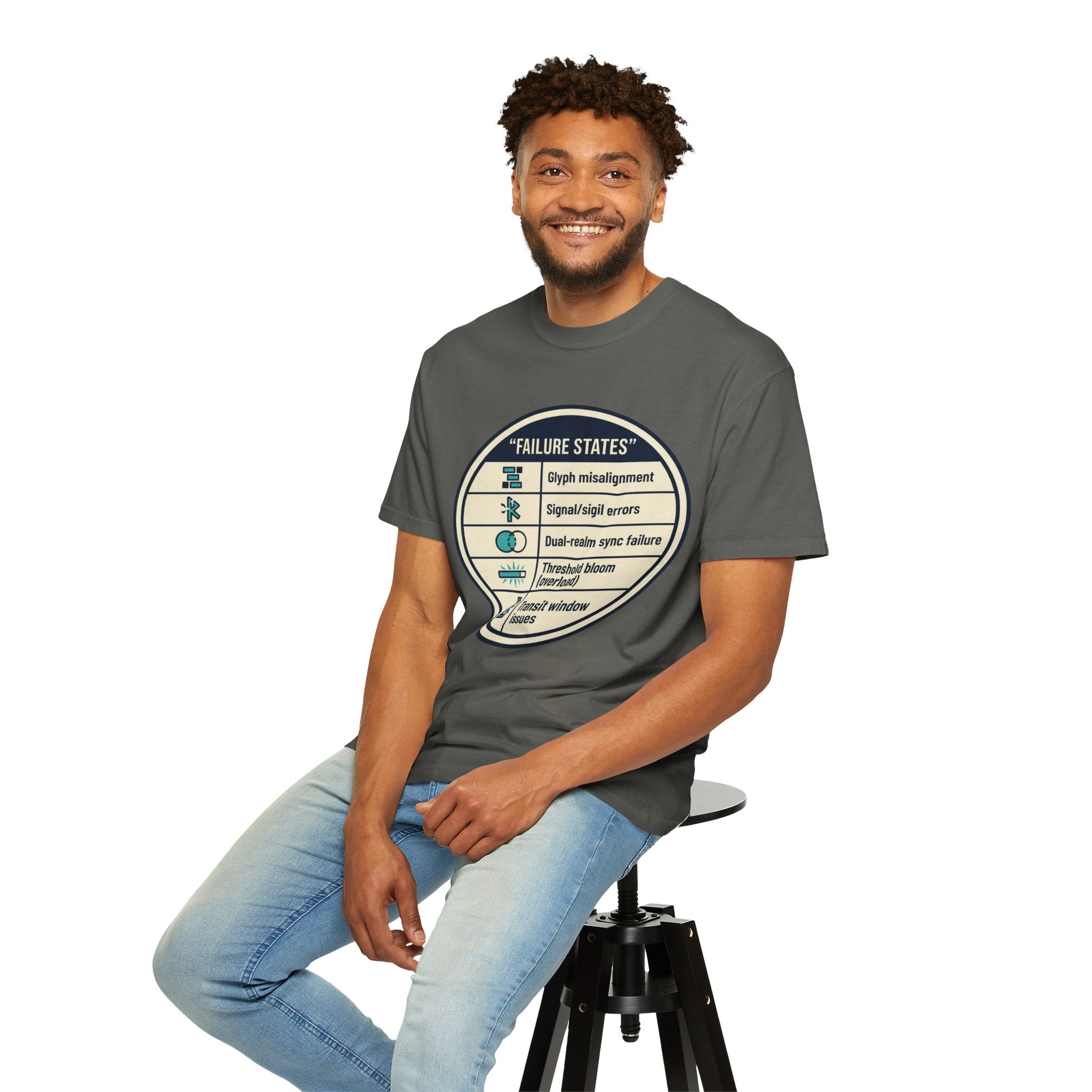 Power Runs Black PRB Failure States T-Shirt — Sci‑Fi Status Badge Graphic Tee by Printify