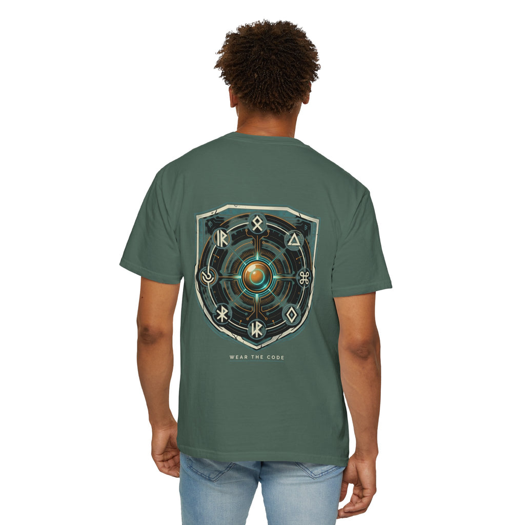 Power Runs Black PRB "Wear The Code" Mystic Shield T-Shirt — Geometric Sigil Graphic Tee by Printify